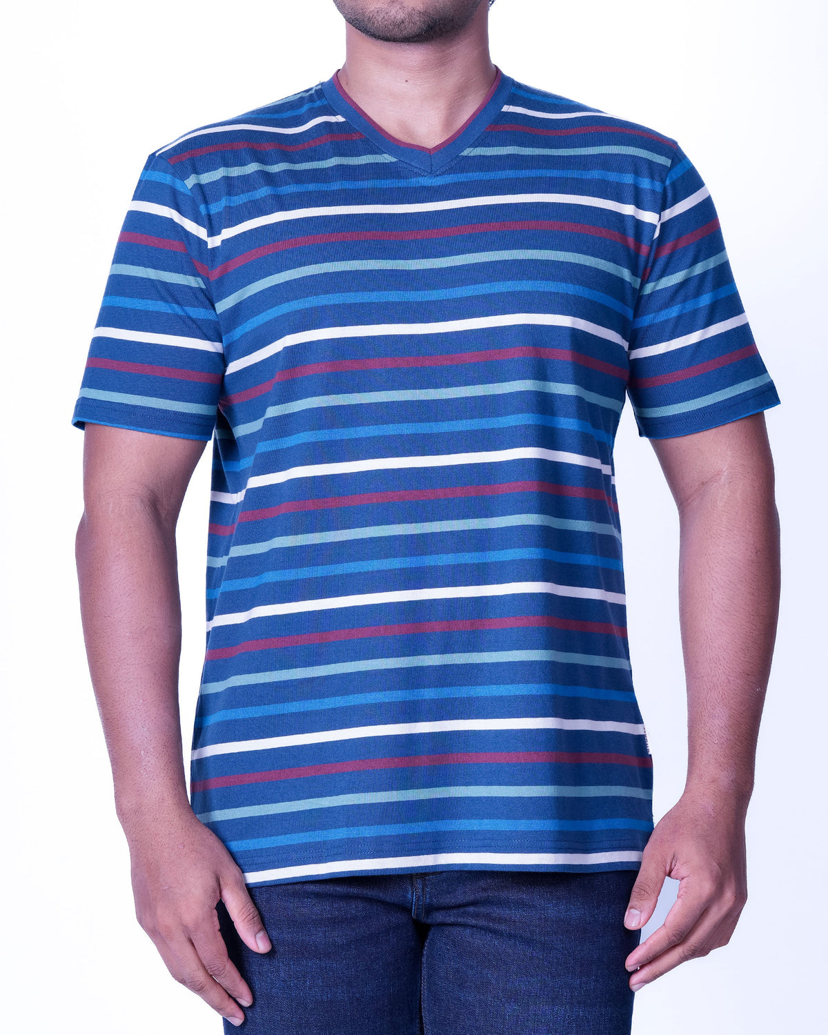 Emerald Crew Neck Stripe Slim Fit - Astral Aura