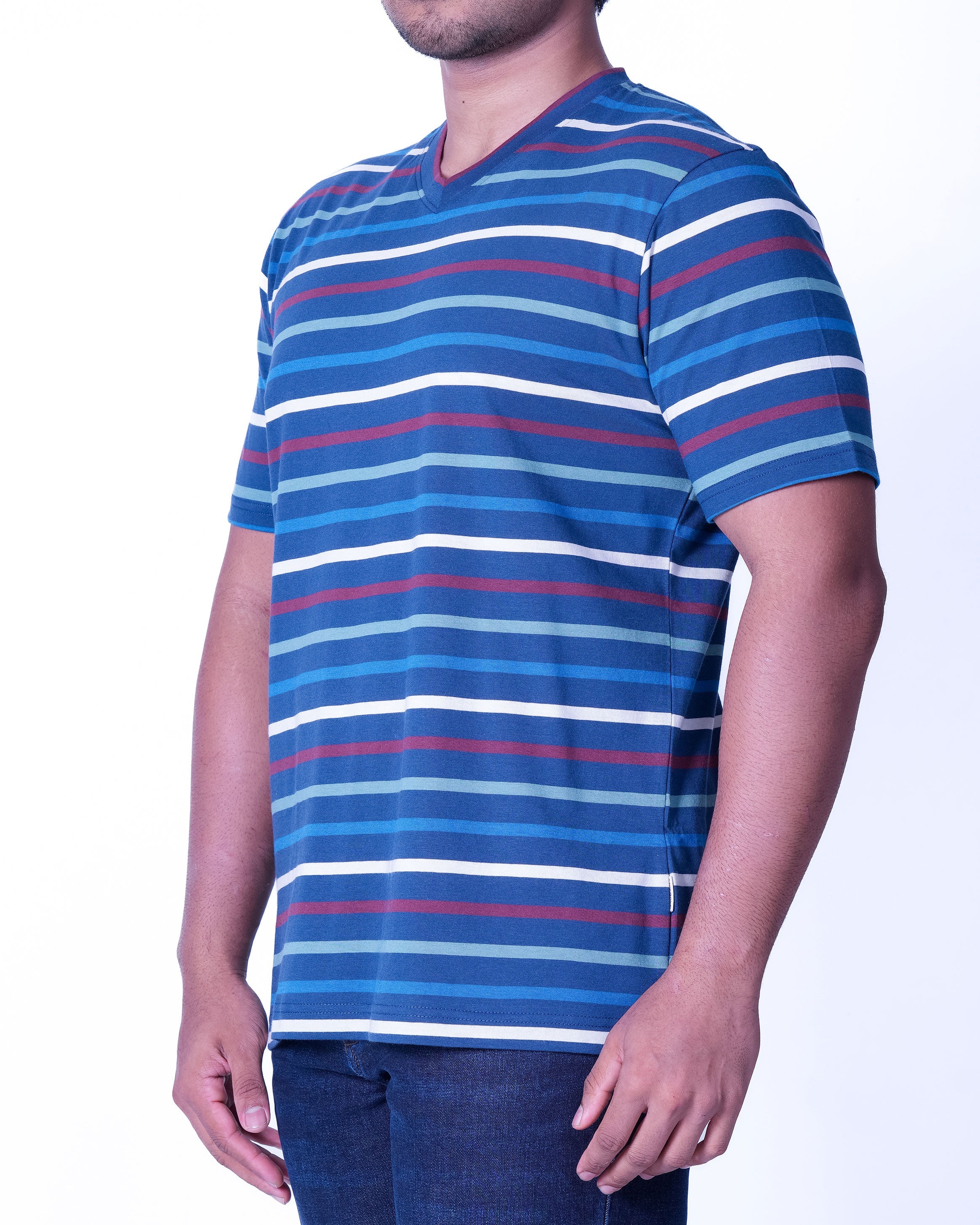 Emerald Crew Neck Stripe Slim Fit - Astral Aura
