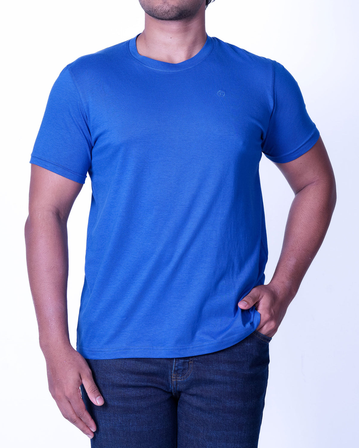 Emerald Crew Neck Plain Slim Fit - Dazzling Blue