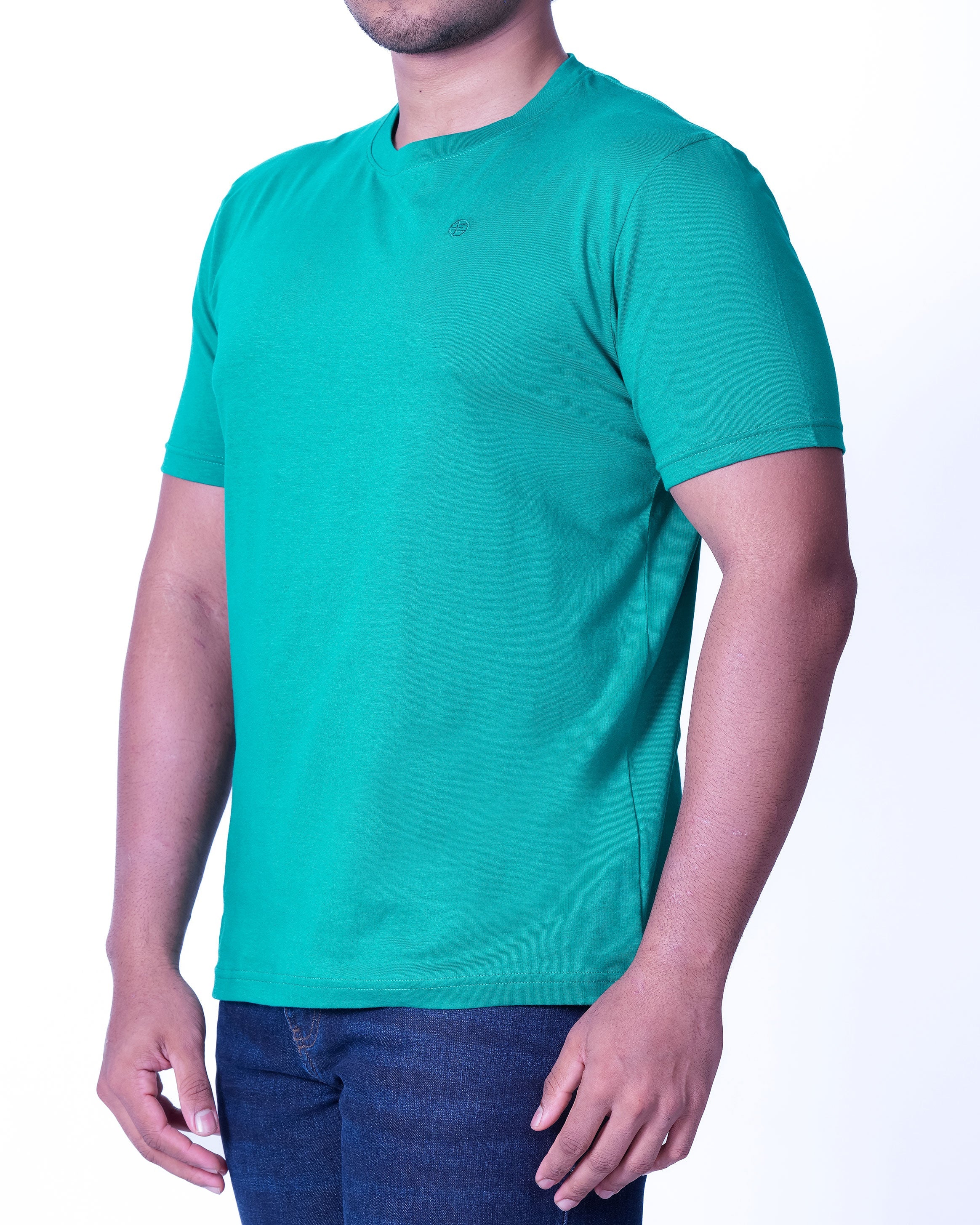 Emerald Crew Neck Plain Slim Fit - Pepper Green