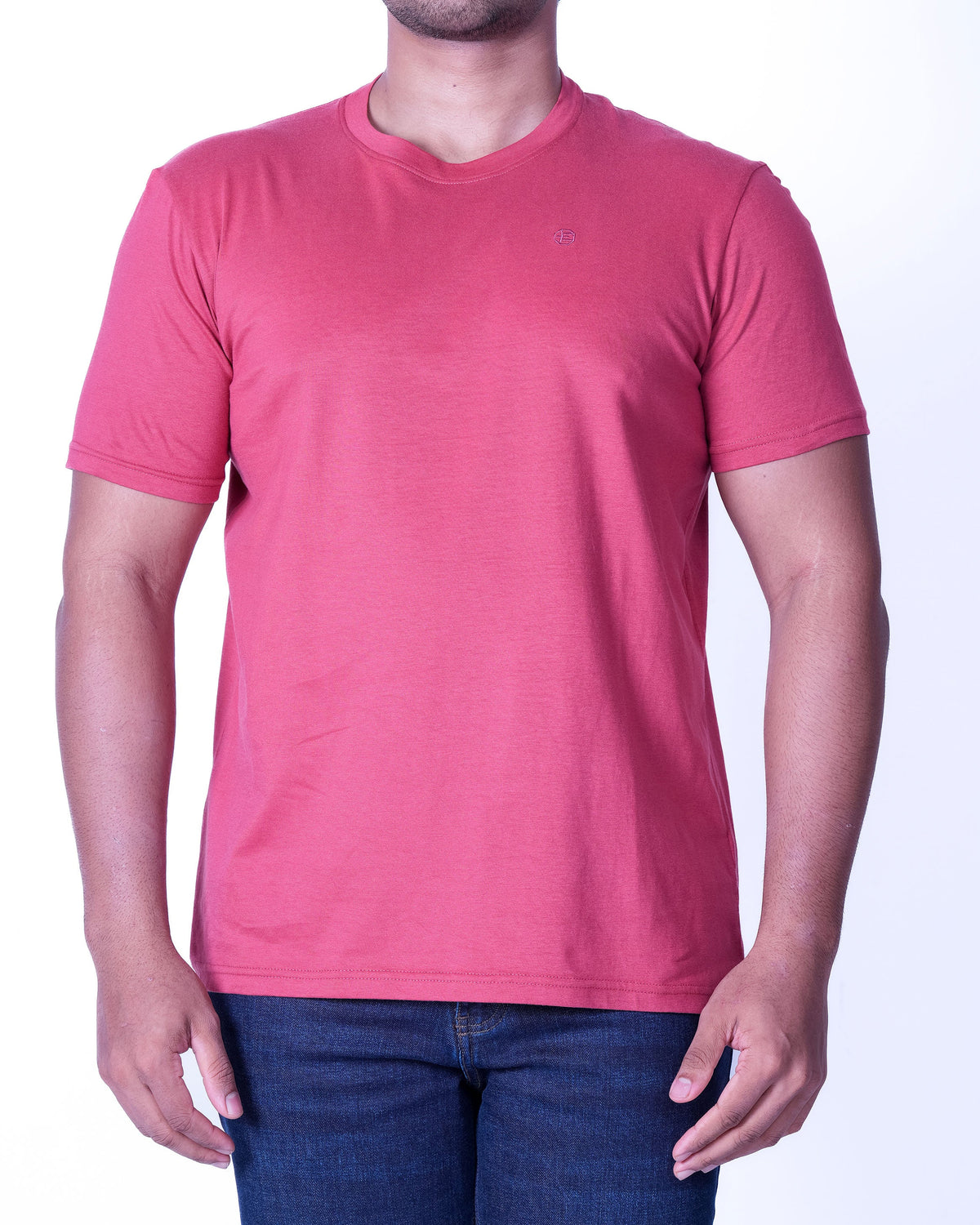 Emerald Crew Neck Plain Slim Fit - Brick