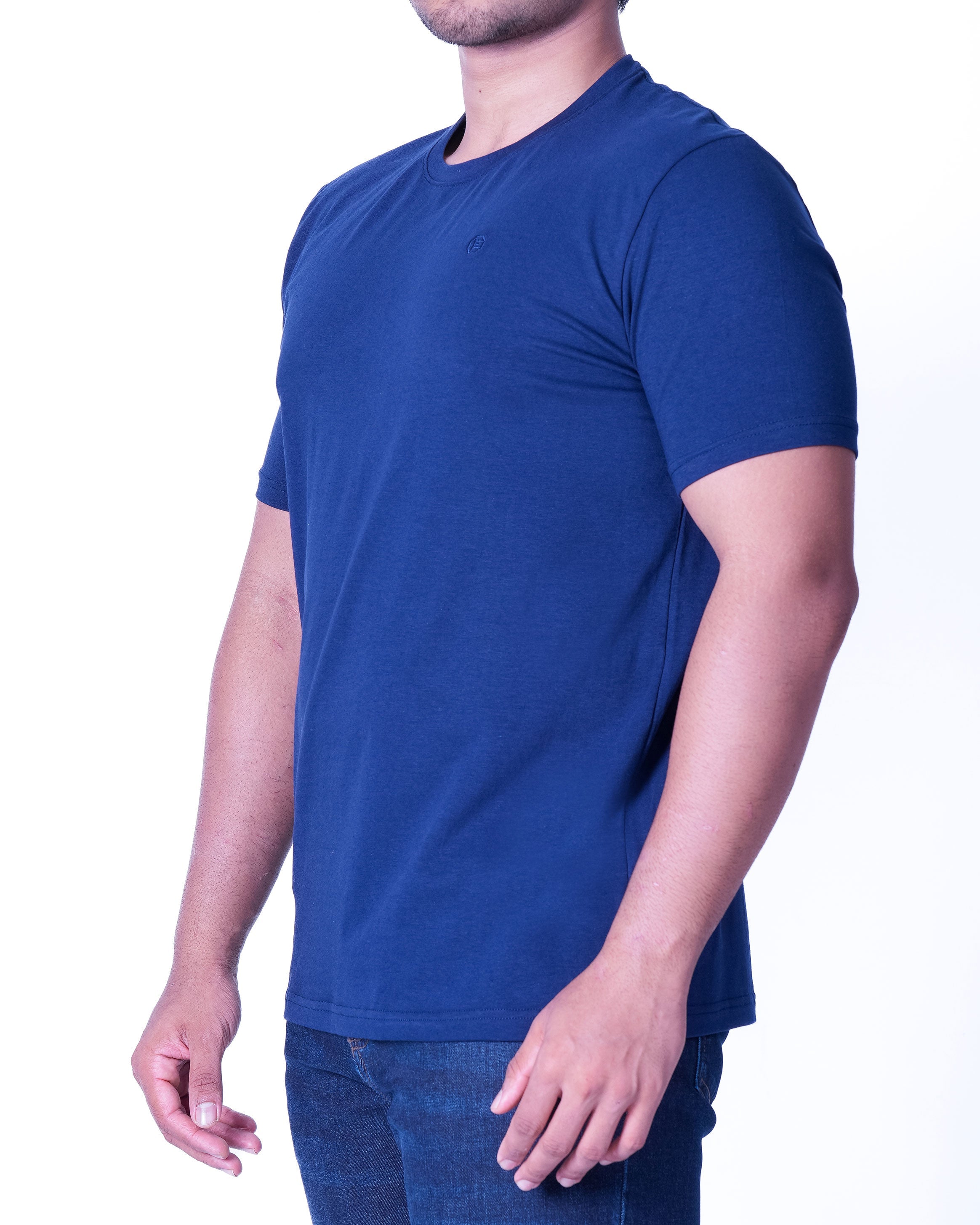 Emerald Crew Neck Plain Slim Fit - Navy