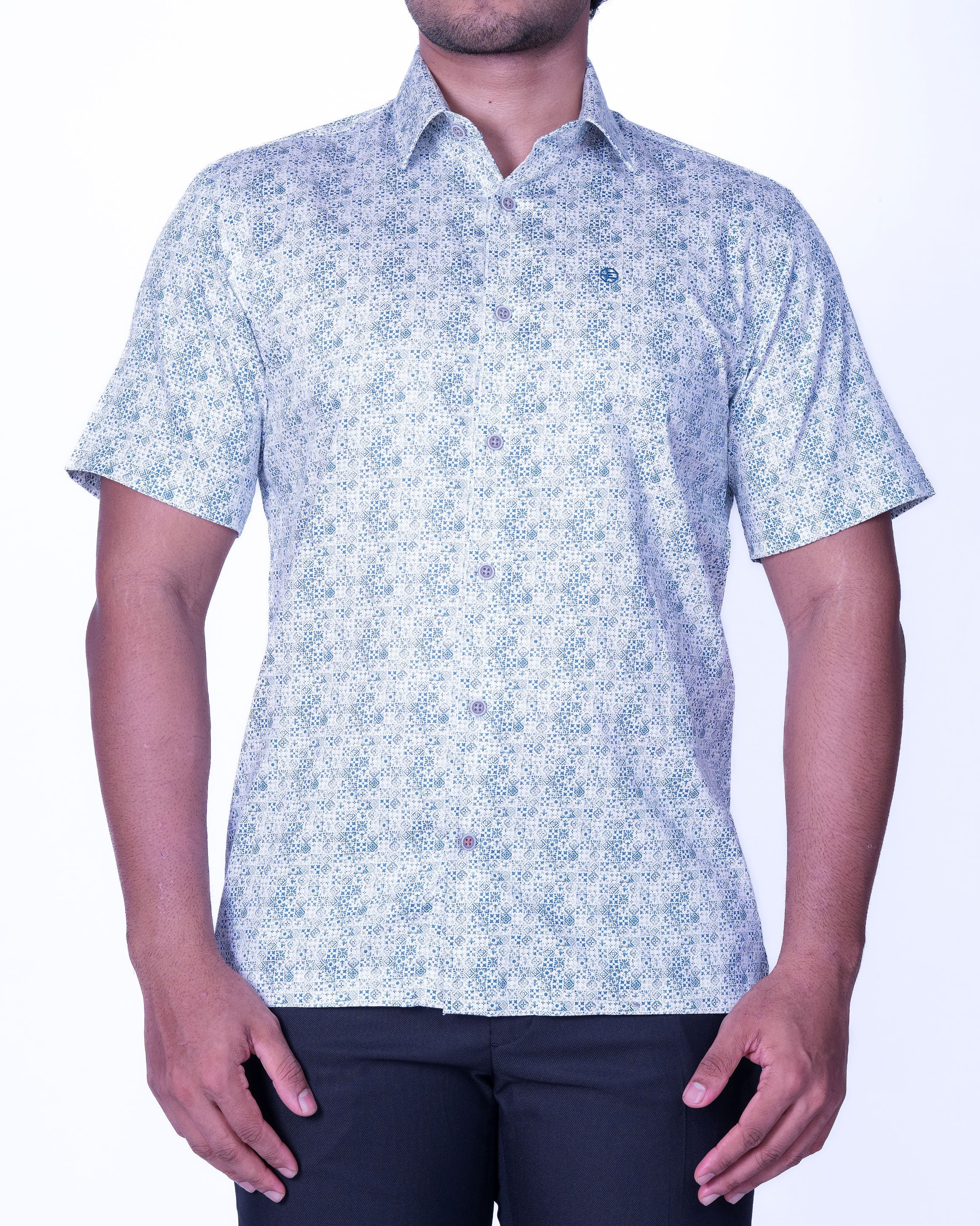 Emerald Casual Printed Regular Fit - Aqua Glass