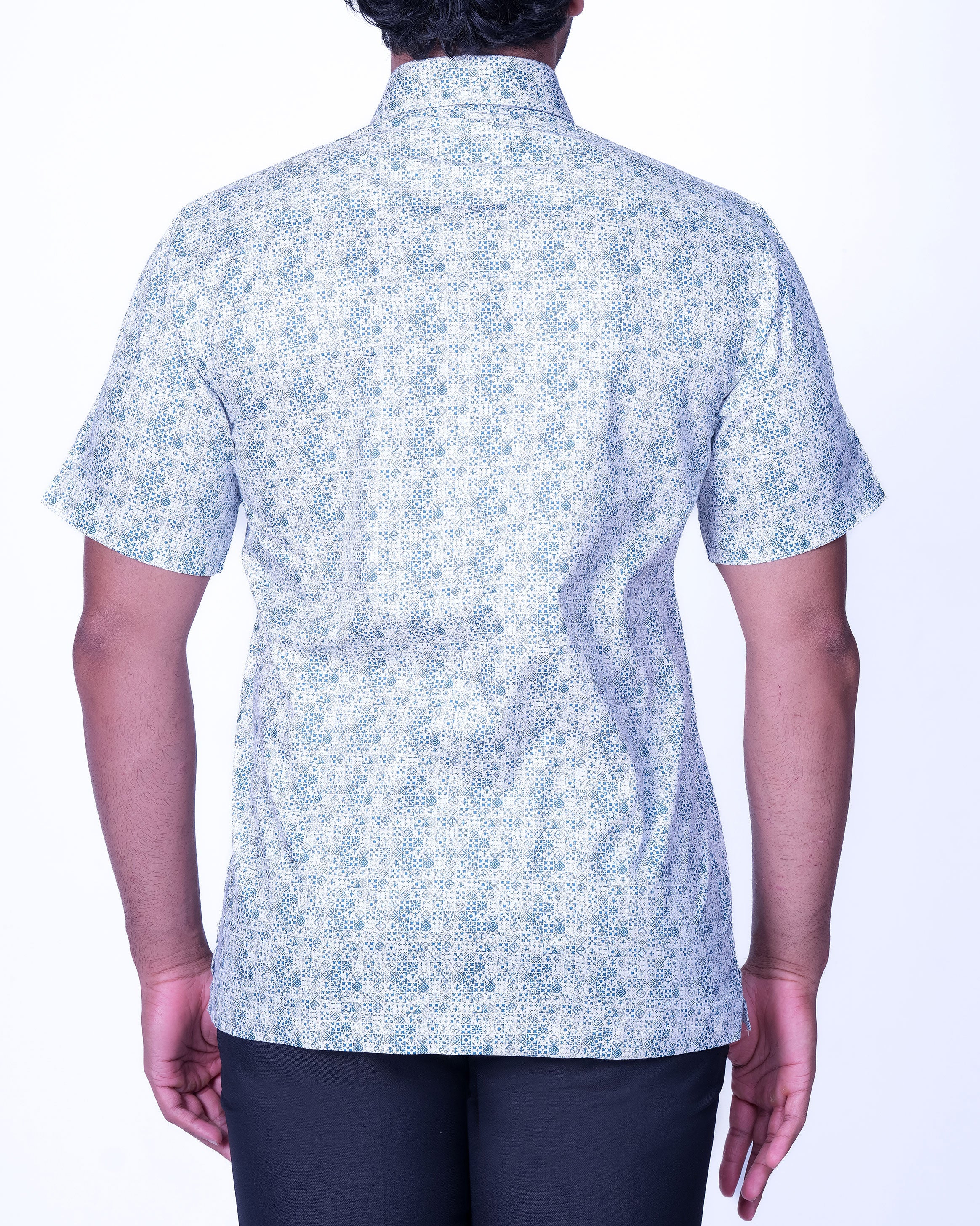 Emerald Casual Printed Regular Fit - Aqua Glass