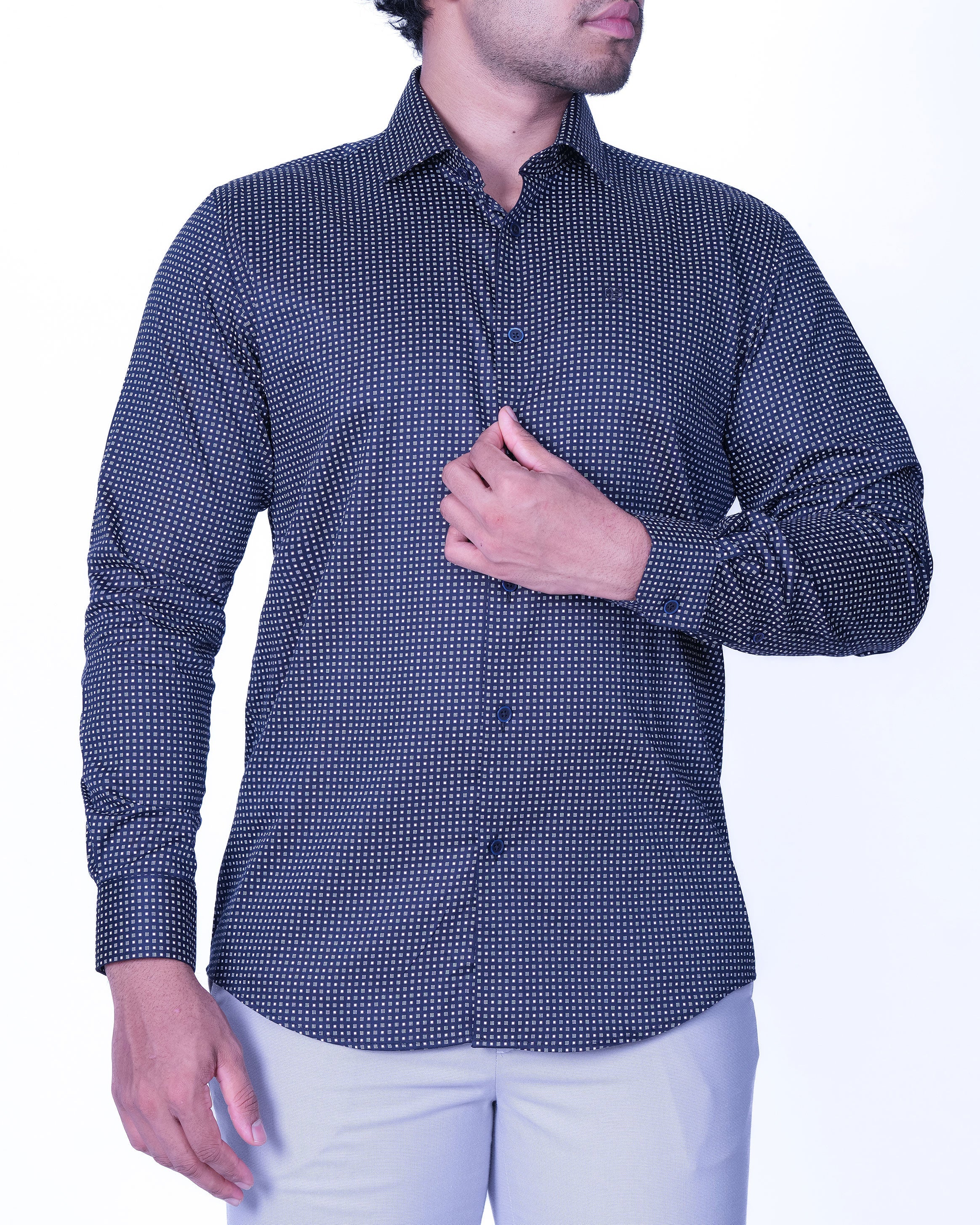 Emerald Evening Printed Regular Fit - Black