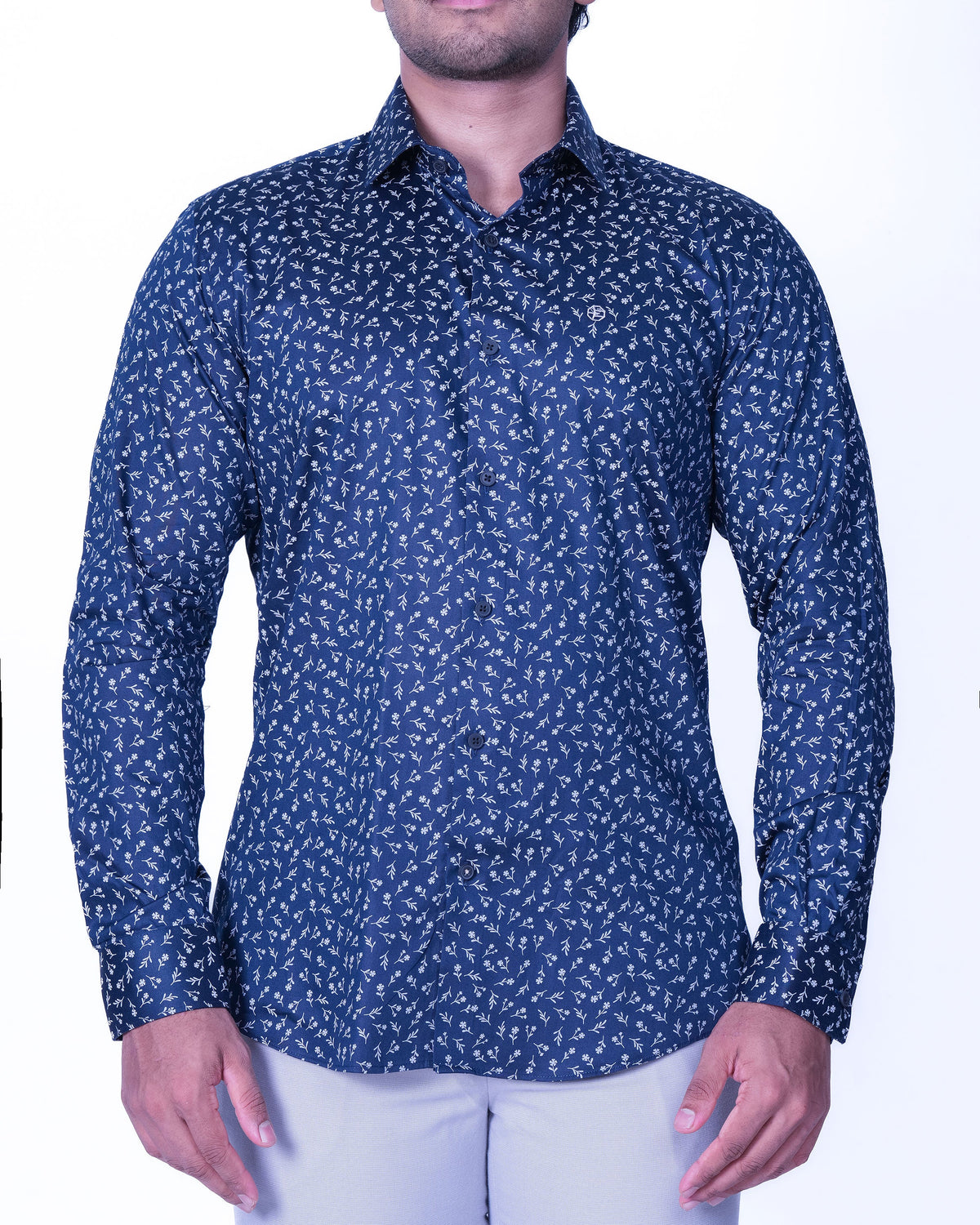 Emerald Evening Printed Slim Fit - Navy