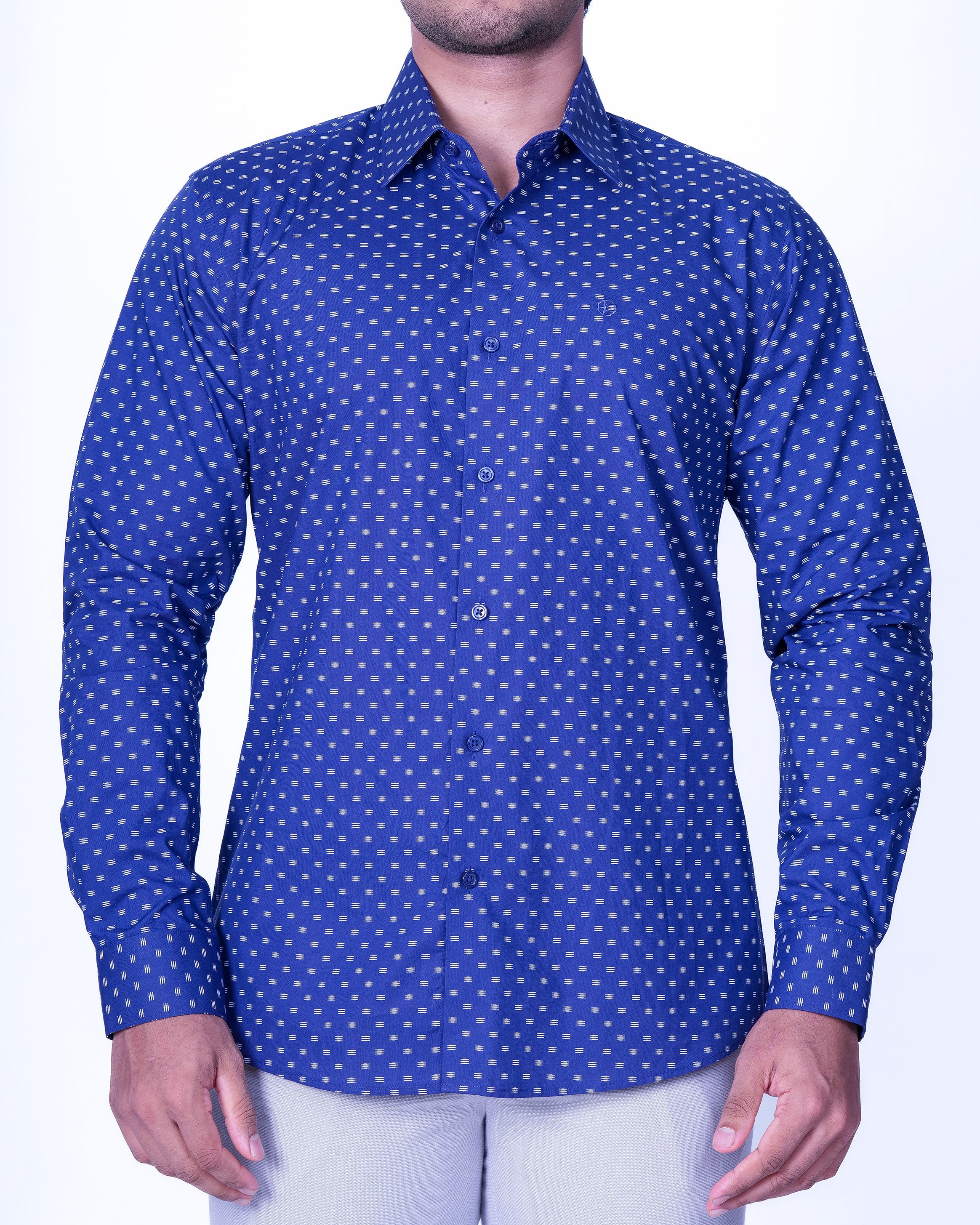 Emerald Evening Printed Slim Fit - Dazzling Blue