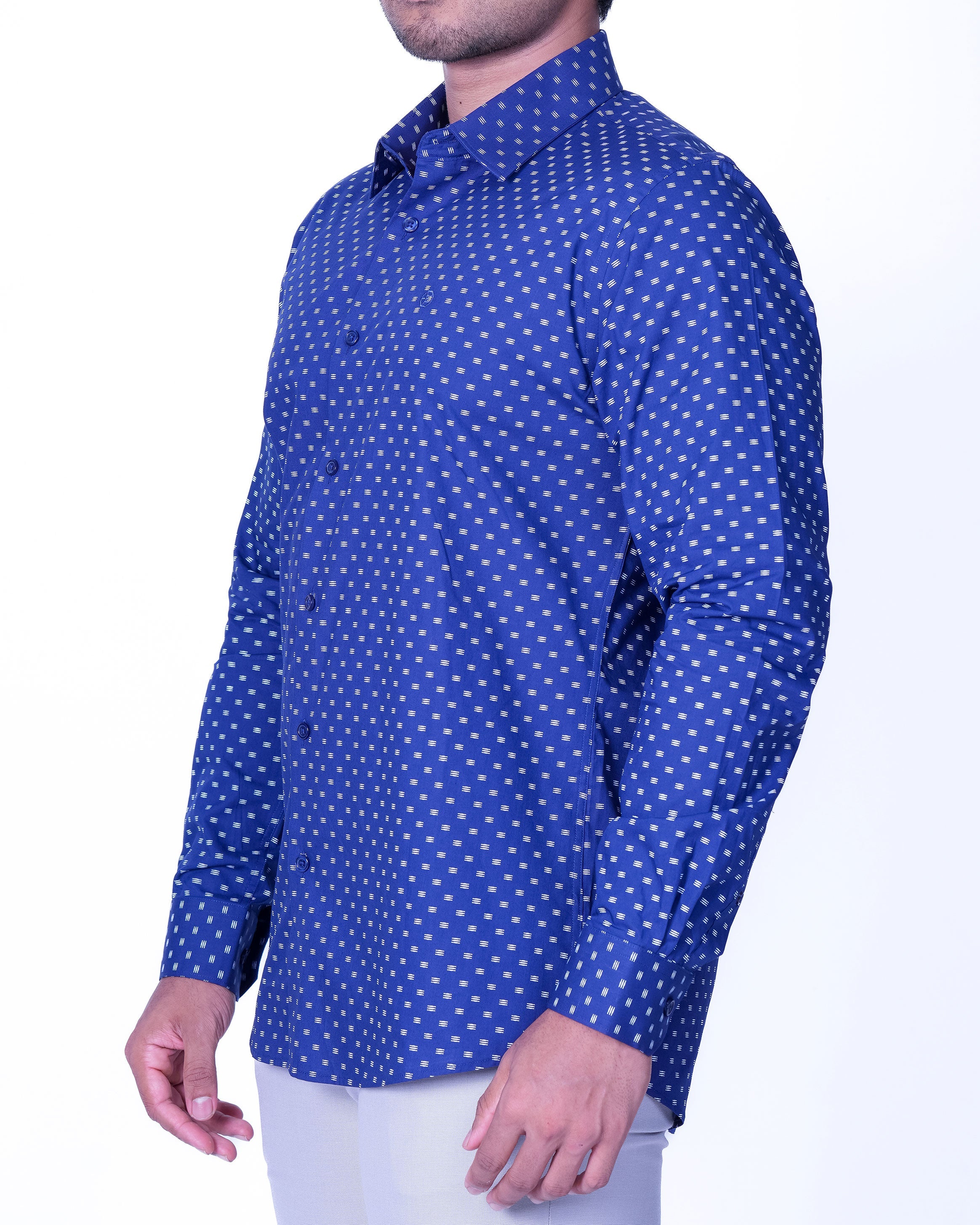 Emerald Evening Printed Slim Fit - Dazzling Blue