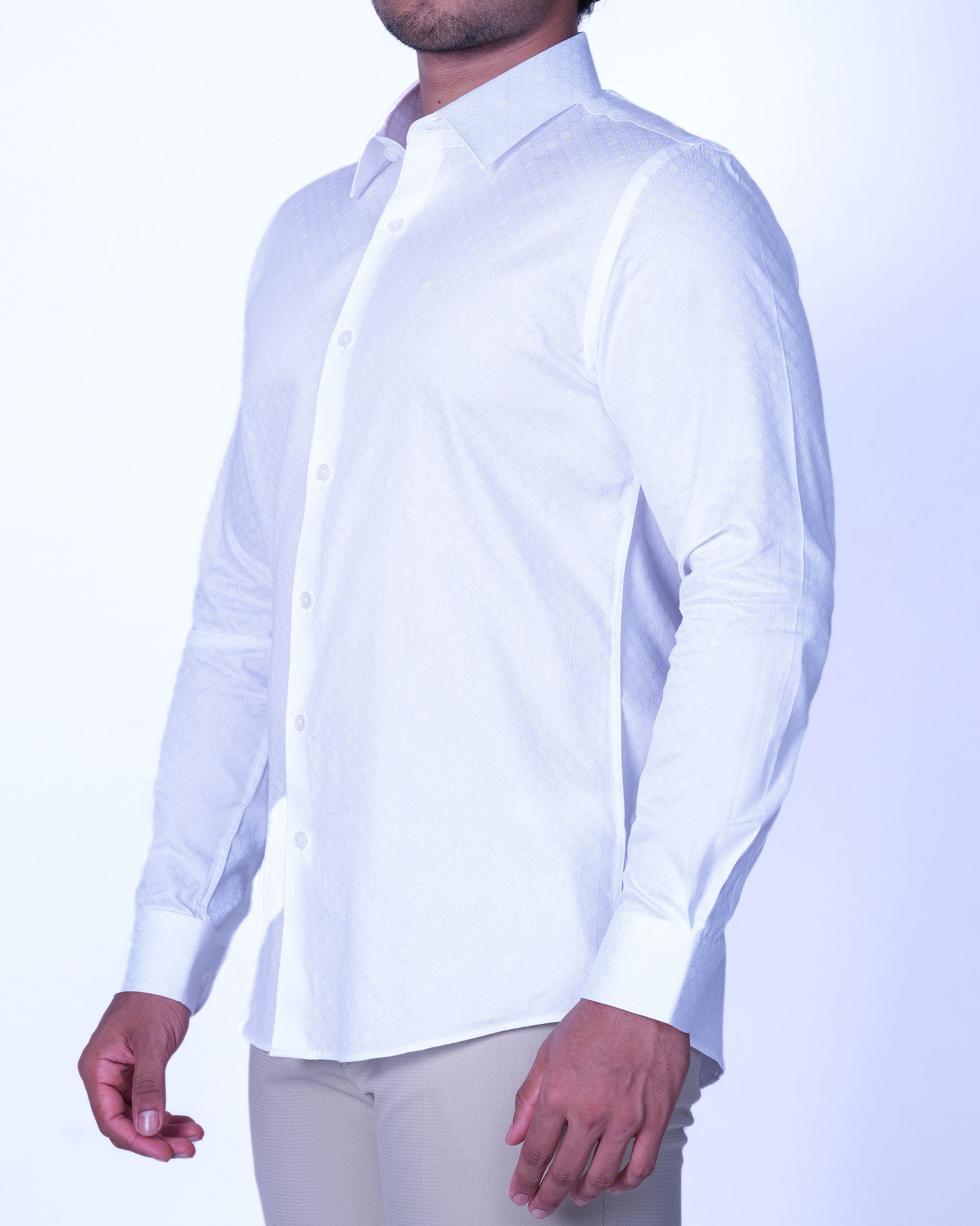 Emerald Evening Dobby Slim Fit - Silver Brich