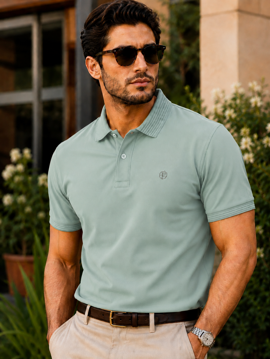 Emerald polo Slim Fit- Aqua Green