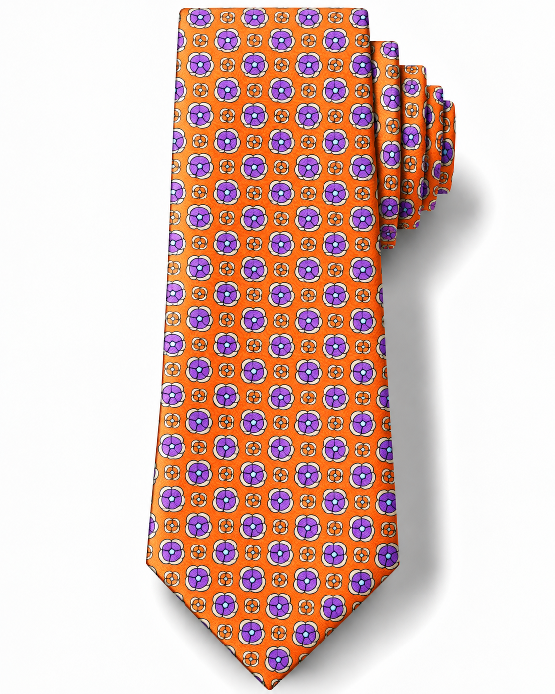 Orange Bloom Geometric Tie