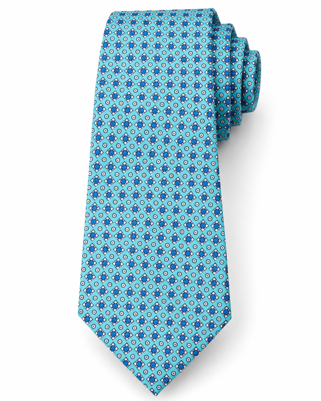 Epoch Geometric Pattern Tie - Aqua Blue
