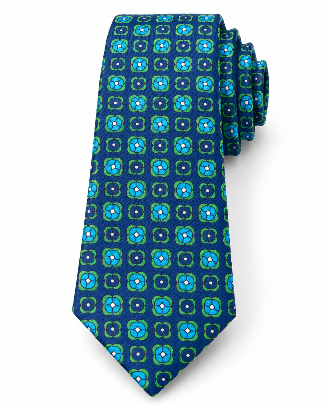 Epoch Geometric Floral Tie - Navy Blue