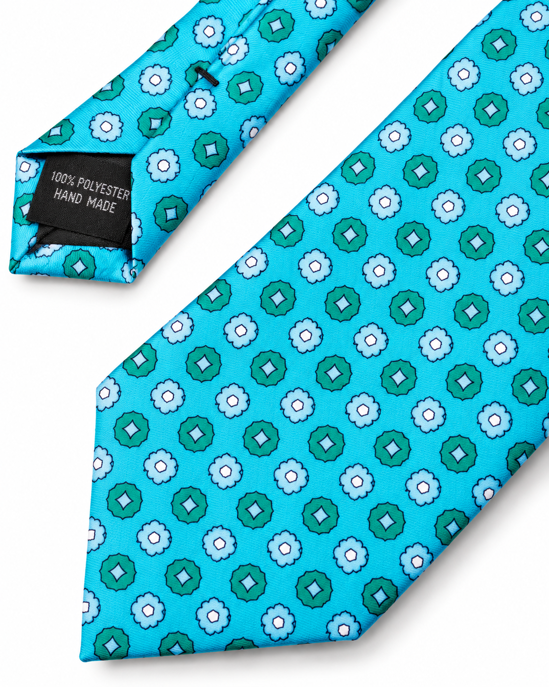 Epoch Geometric Medallion Tie Aqua Blue
