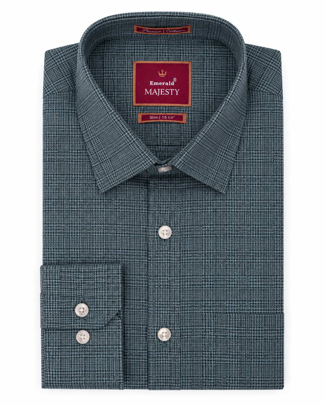 Emerald Majesty Checks Slim Fit - Colonial Blue