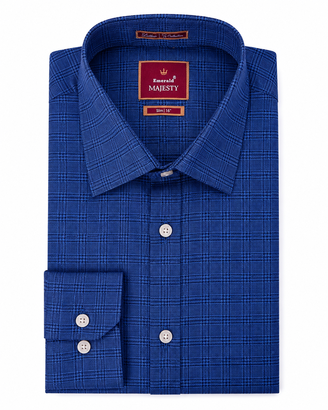 Emerald Majesty Checks Slim Fit - True Blue