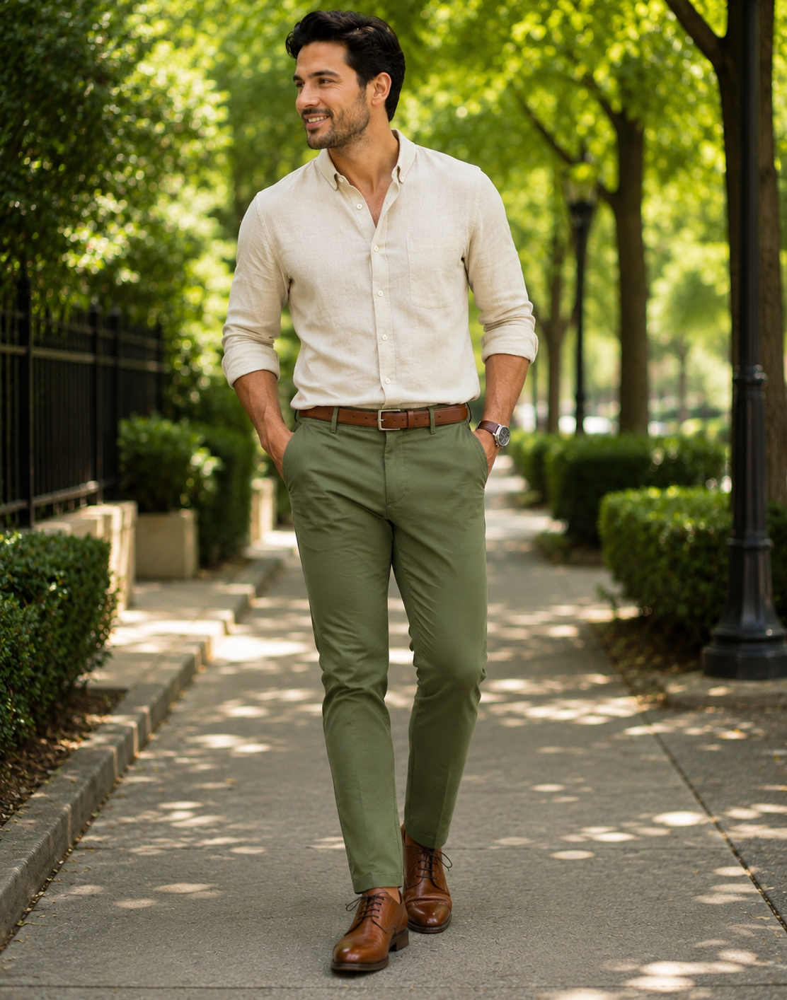 Emerald Utilitech Chino Plain Slim Fit-Hedge Green