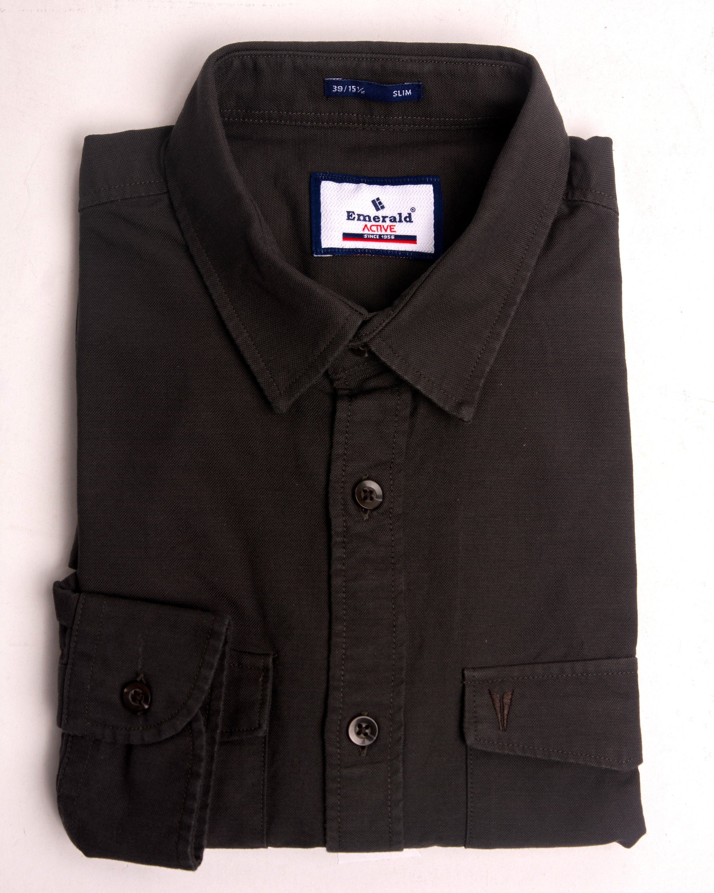 Emerald Active Oxford Slim Fit-Coffee