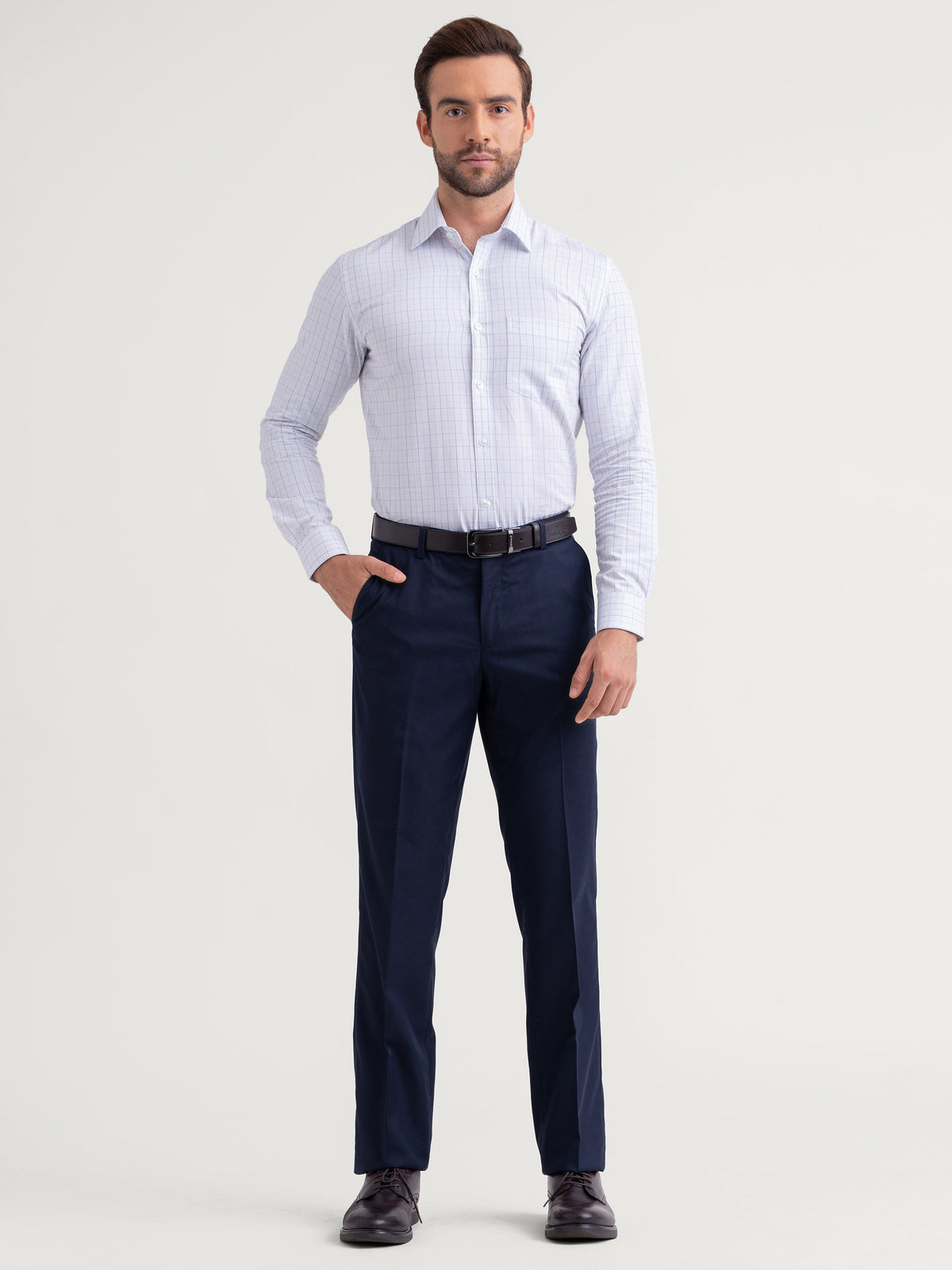 Emerald Formal Checks Slim Fit - Dazzling Blue
