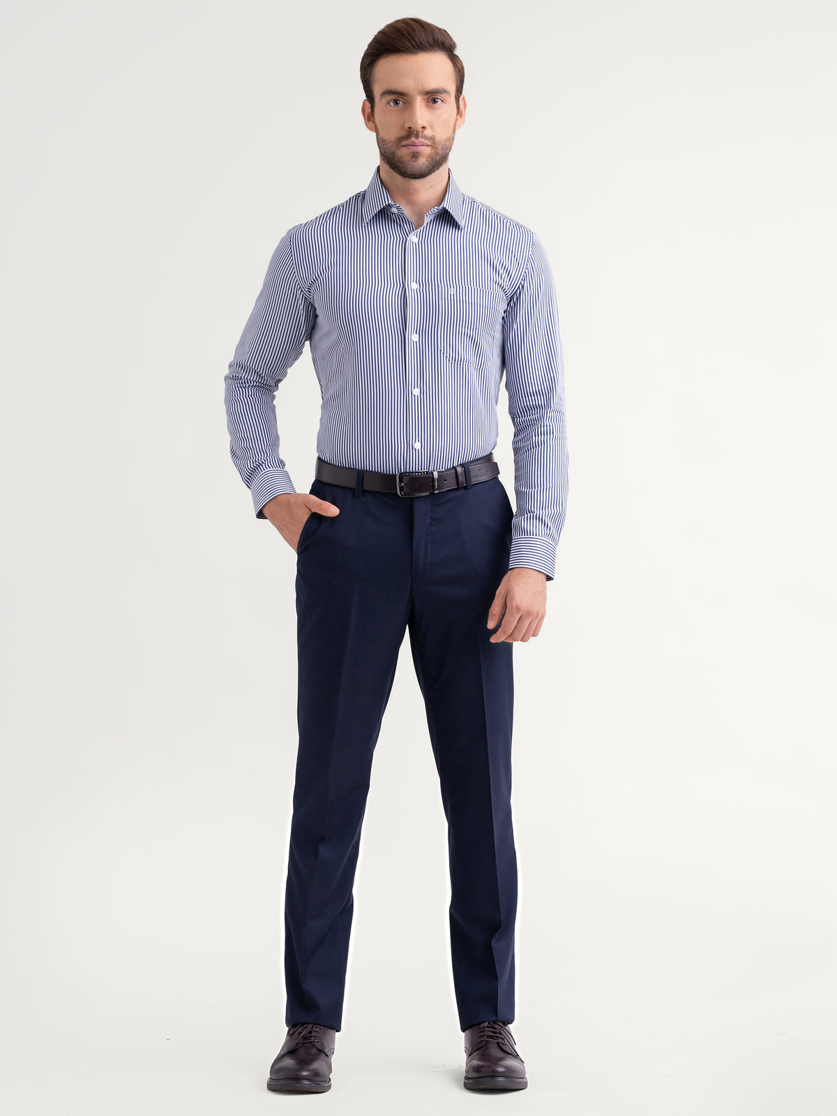 Emerald Formal Stripe Slim Fit - Estate Blue