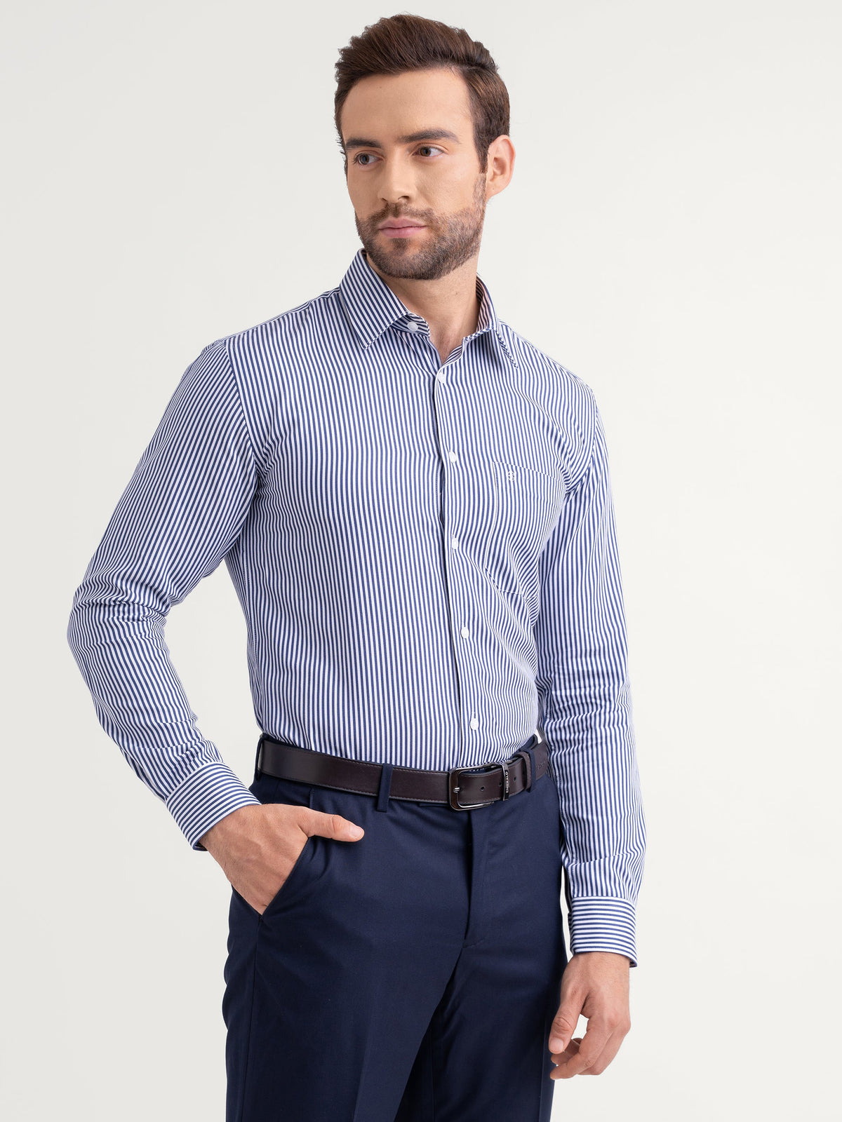 Emerald Formal Stripe Slim Fit - Estate Blue