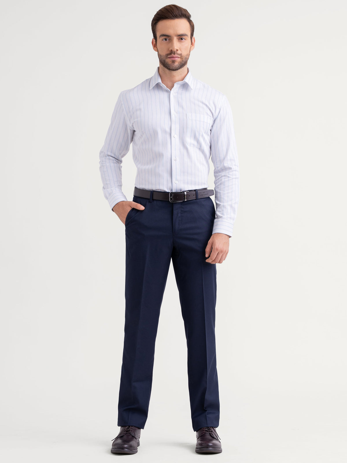 Emerald Formal Stripe Regular Fit - Blue Marina