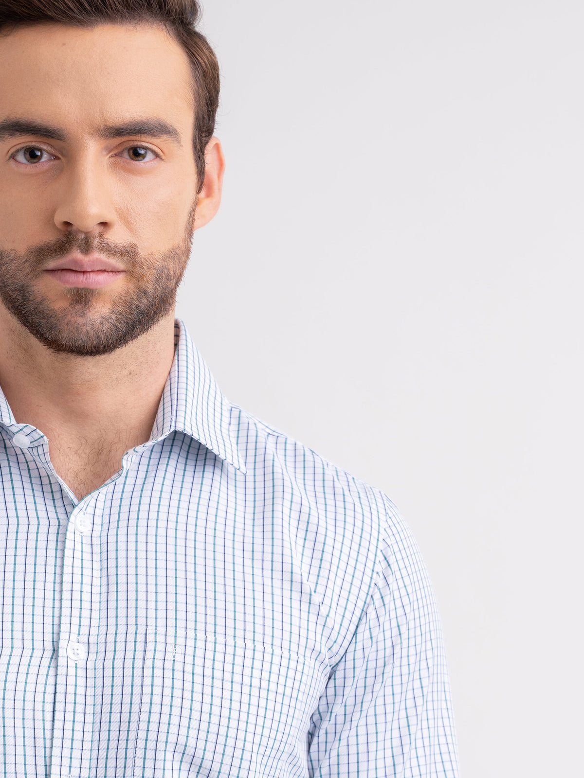 Emerald Formal Checks Slim Fit - Pepper Green