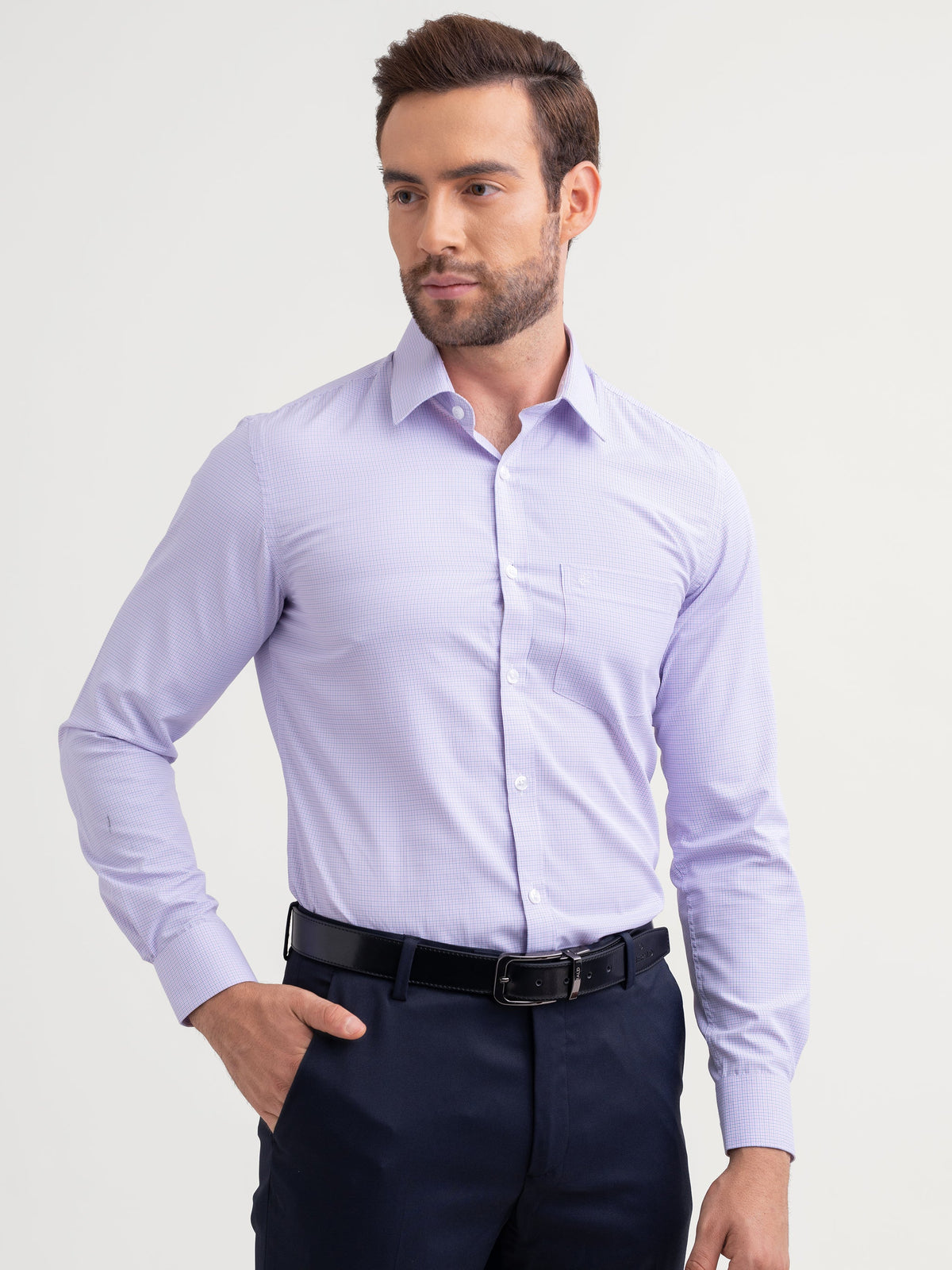 Emerald Formal Micro Checks Slim Fit - Lilac Chiffon