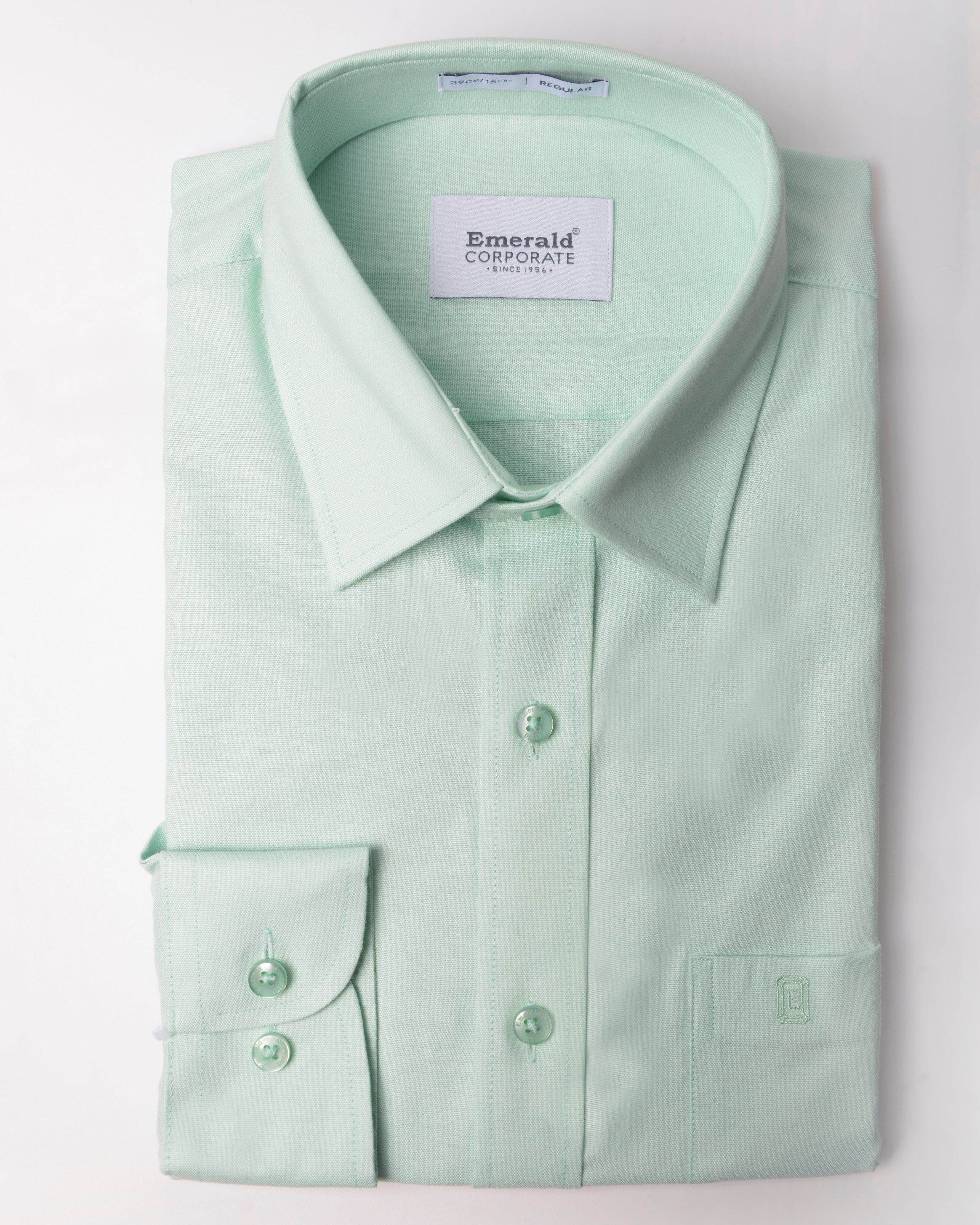 Emerald Corporate Plain Regular Fit-Mist Green