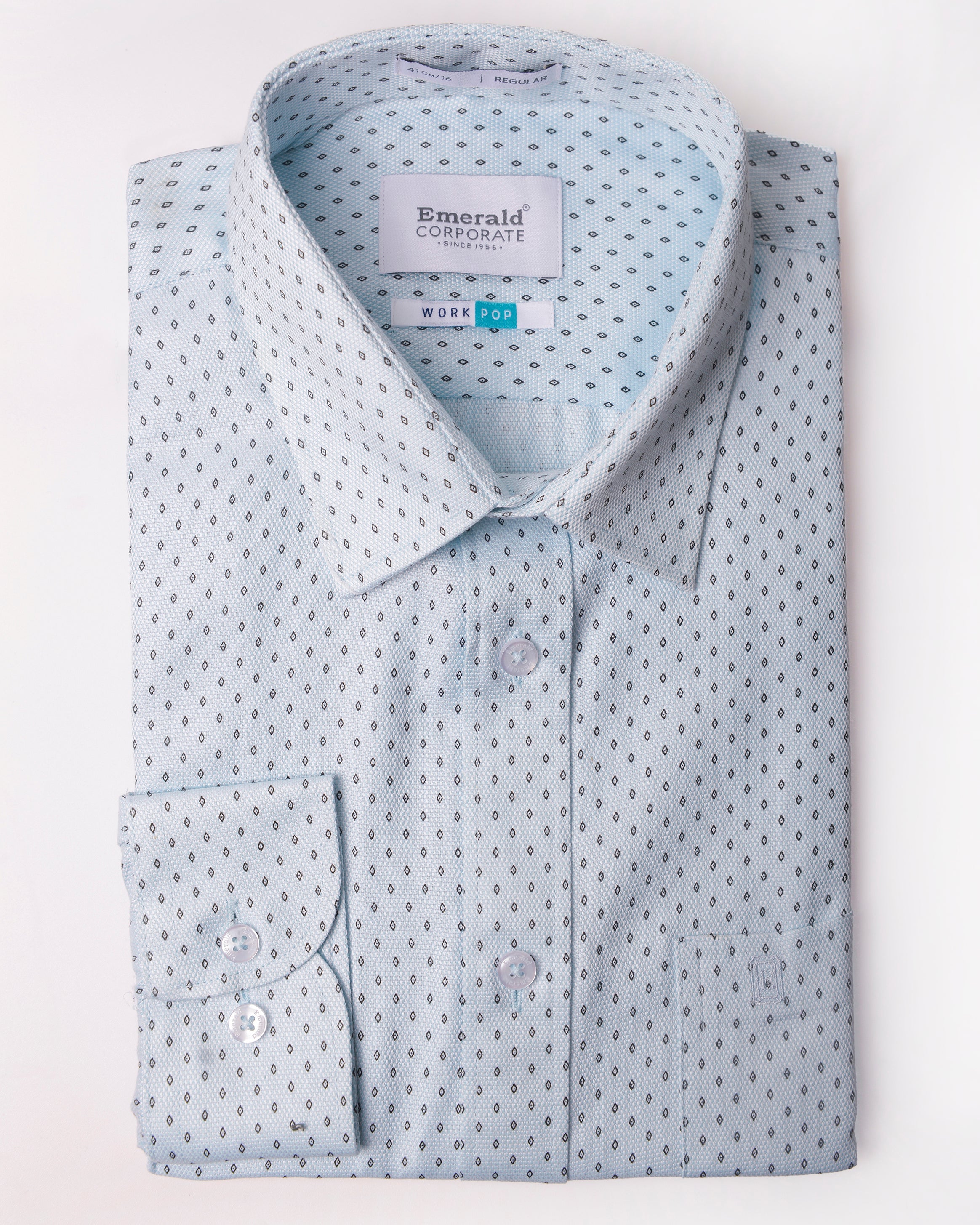 Emerald Corporate Printed Regular Fit-Soothing Sea