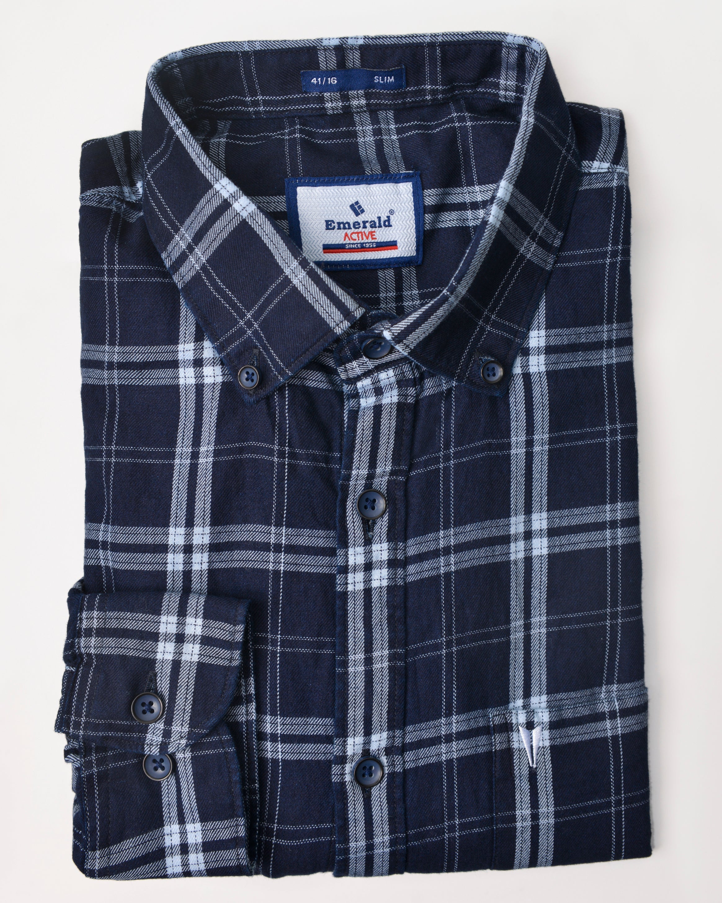 Emerald Active Indigo Checks Slim Fit-Black Inck
