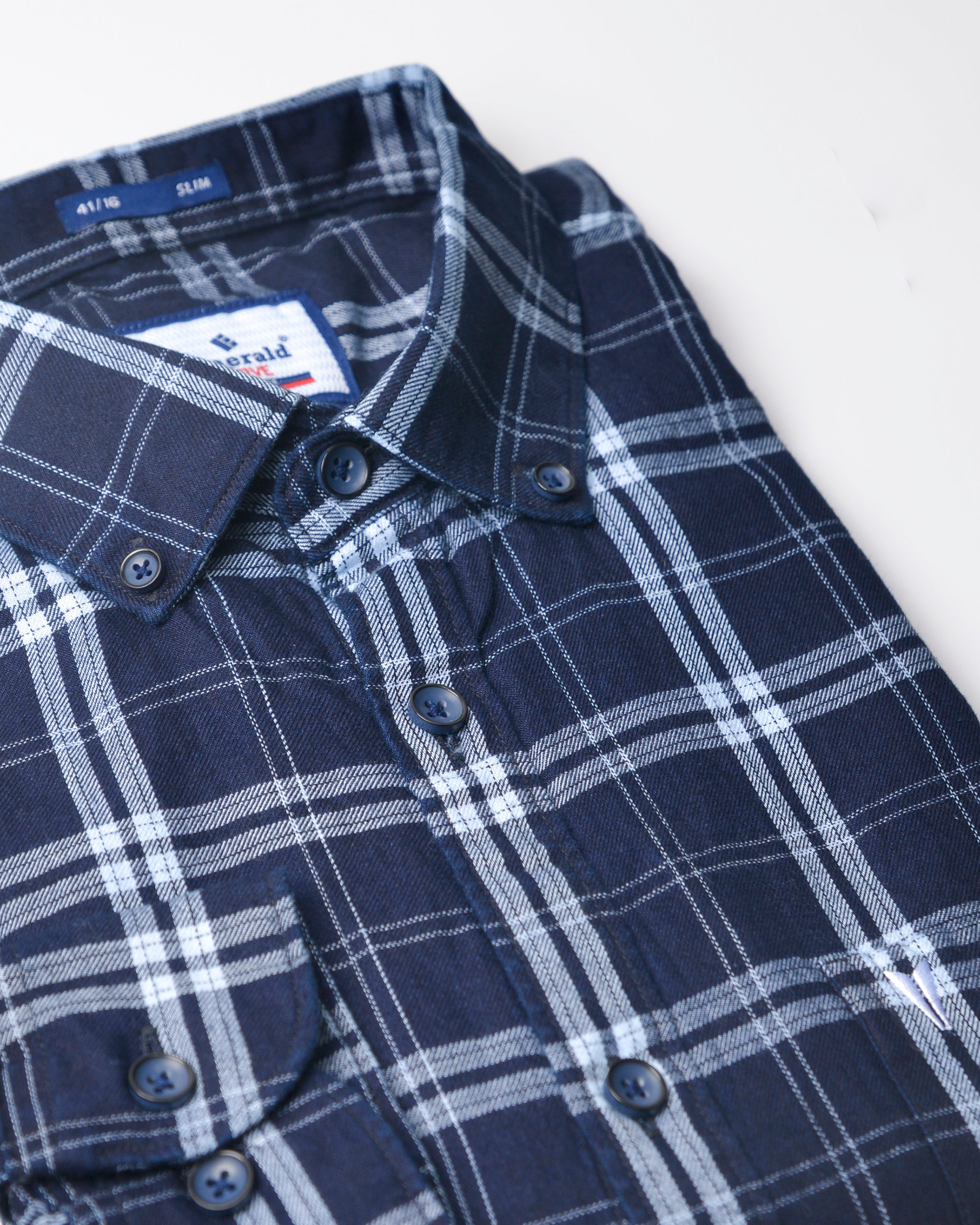 Emerald Active Indigo Checks Slim Fit-Black Inck
