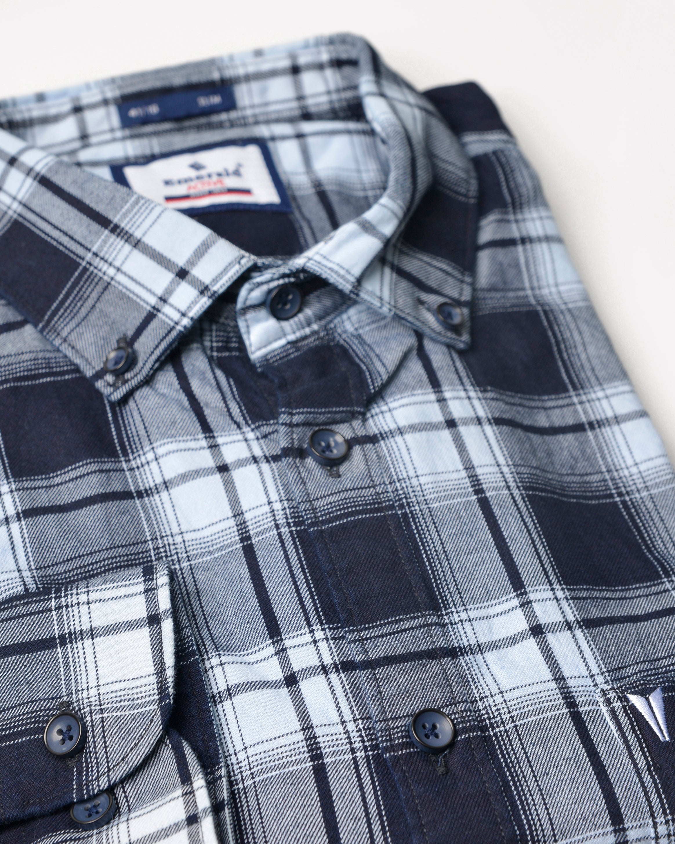 Emerald Active Indigo Checks Slim Fit-Licorice