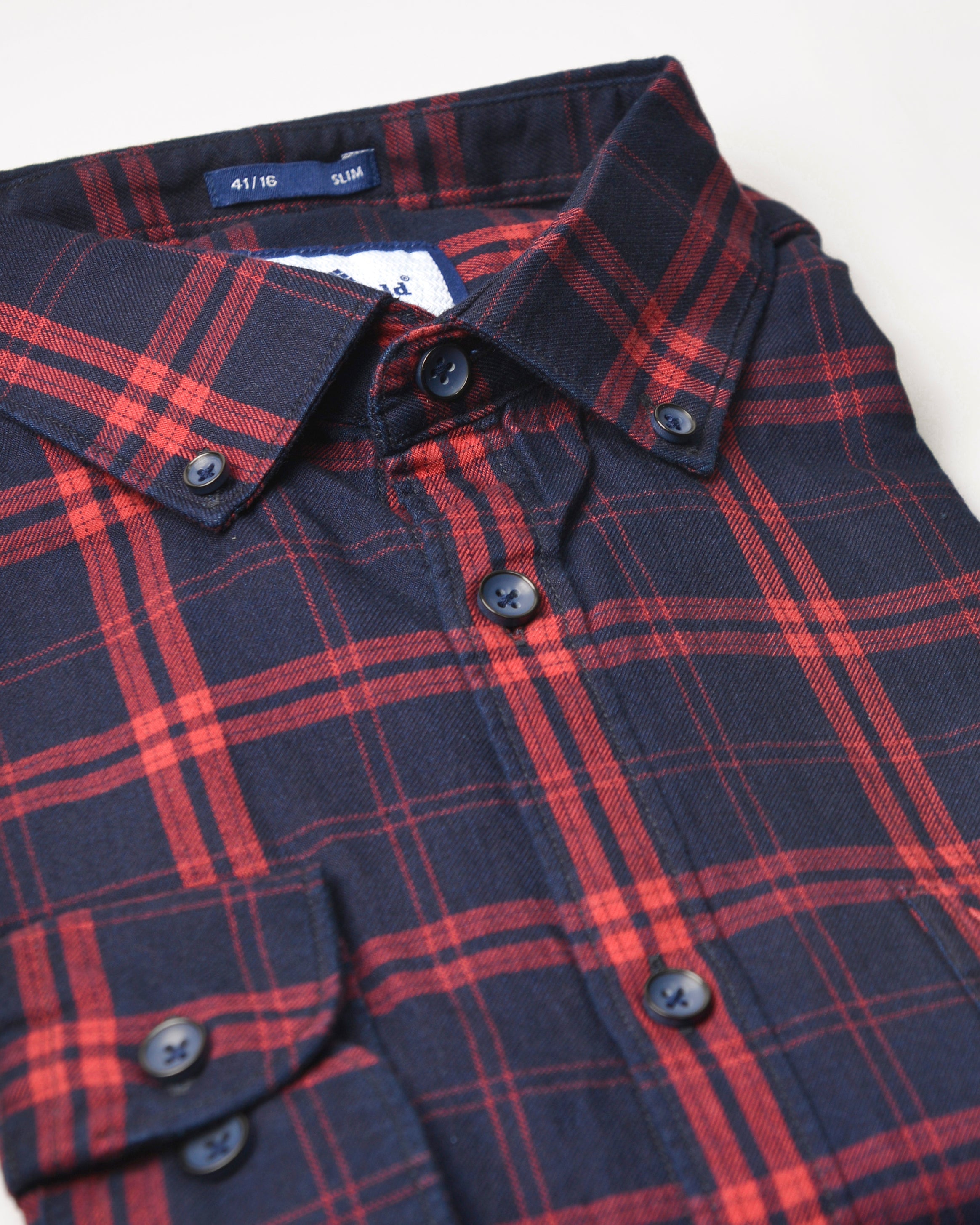 Emerald Active Indigo Checks Slim Fit-Burn Red