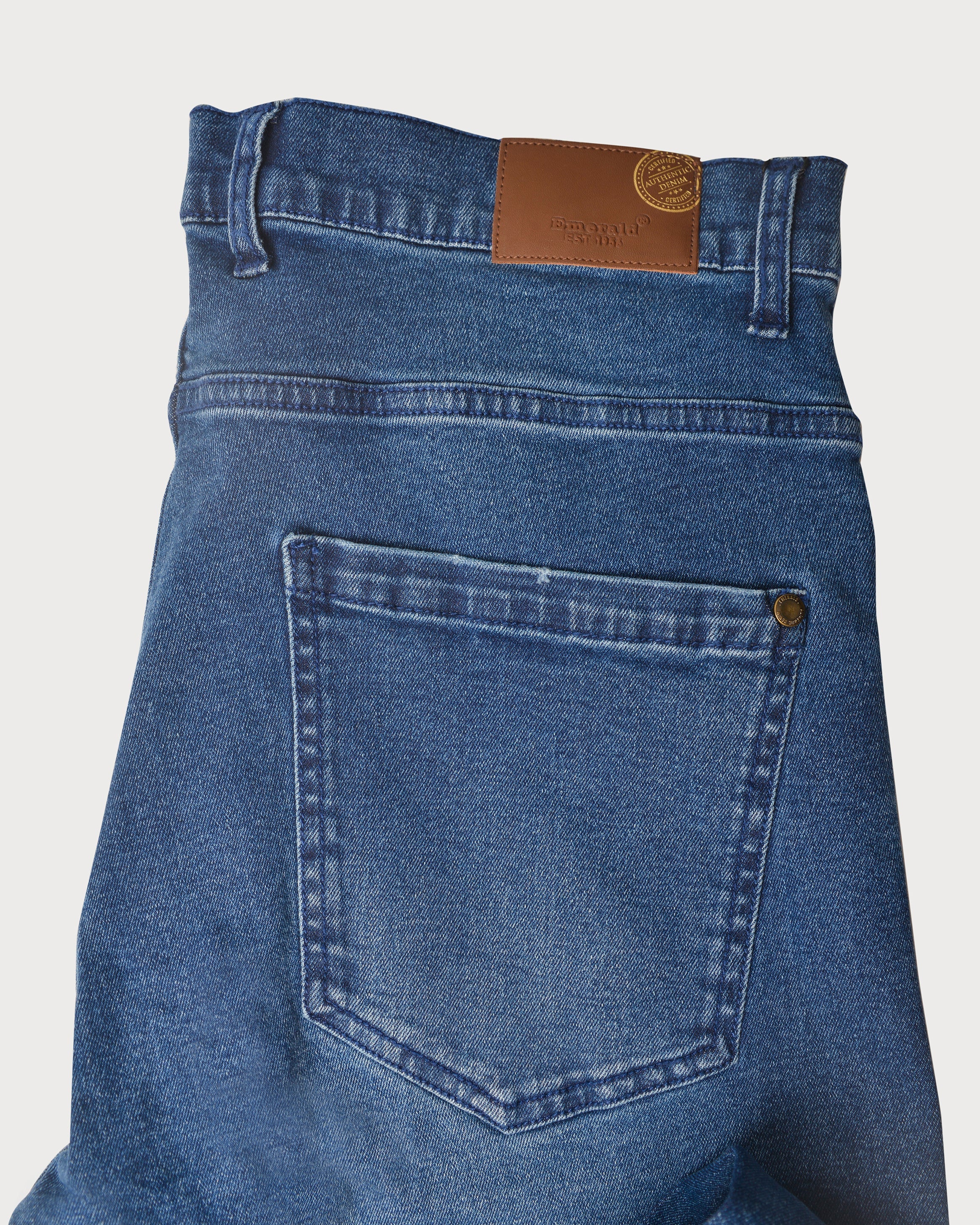 Emerald Denim Mid Wash Slim Fit-Navy