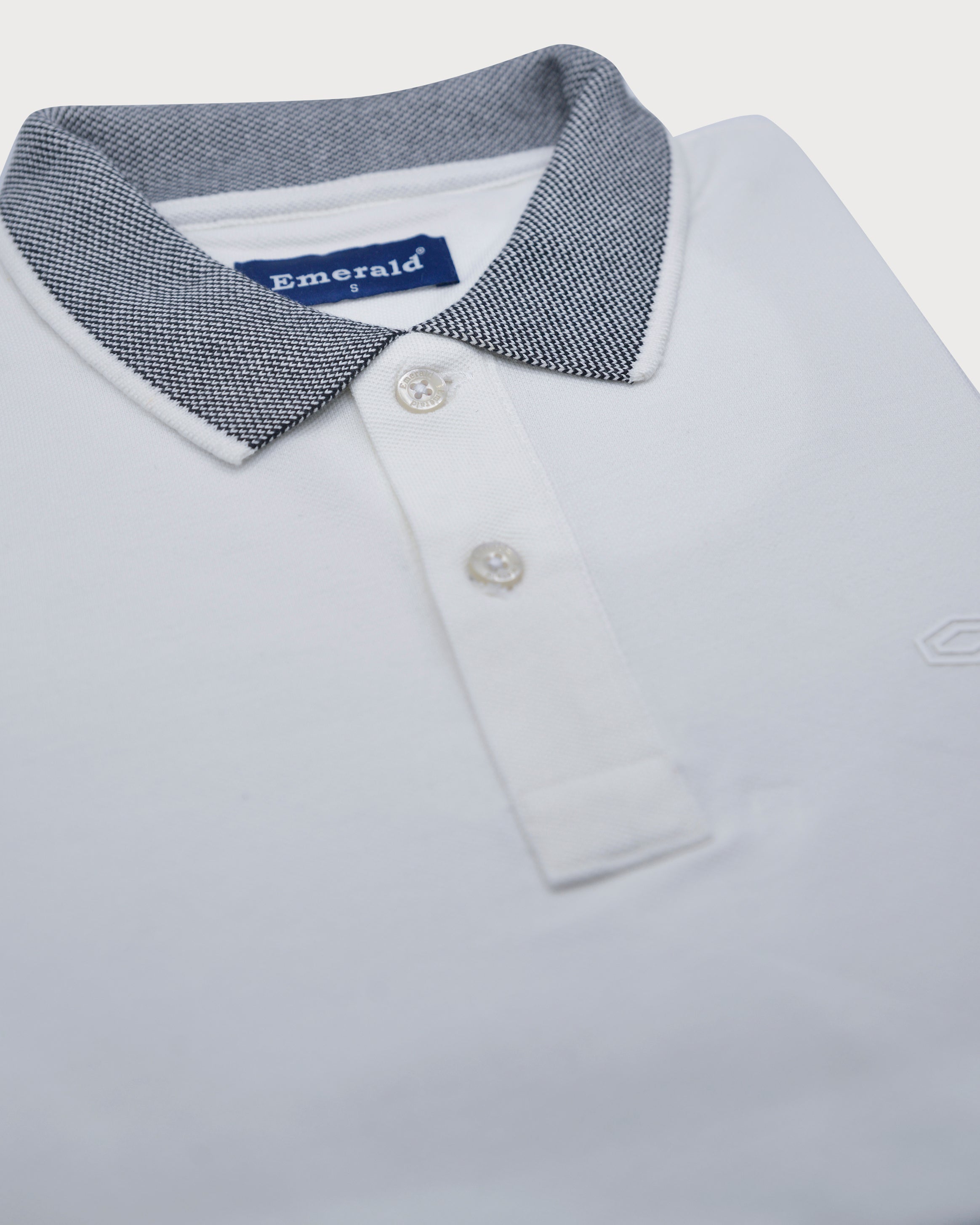 Emerald Polo Pique Solid Slim Fit-Egret