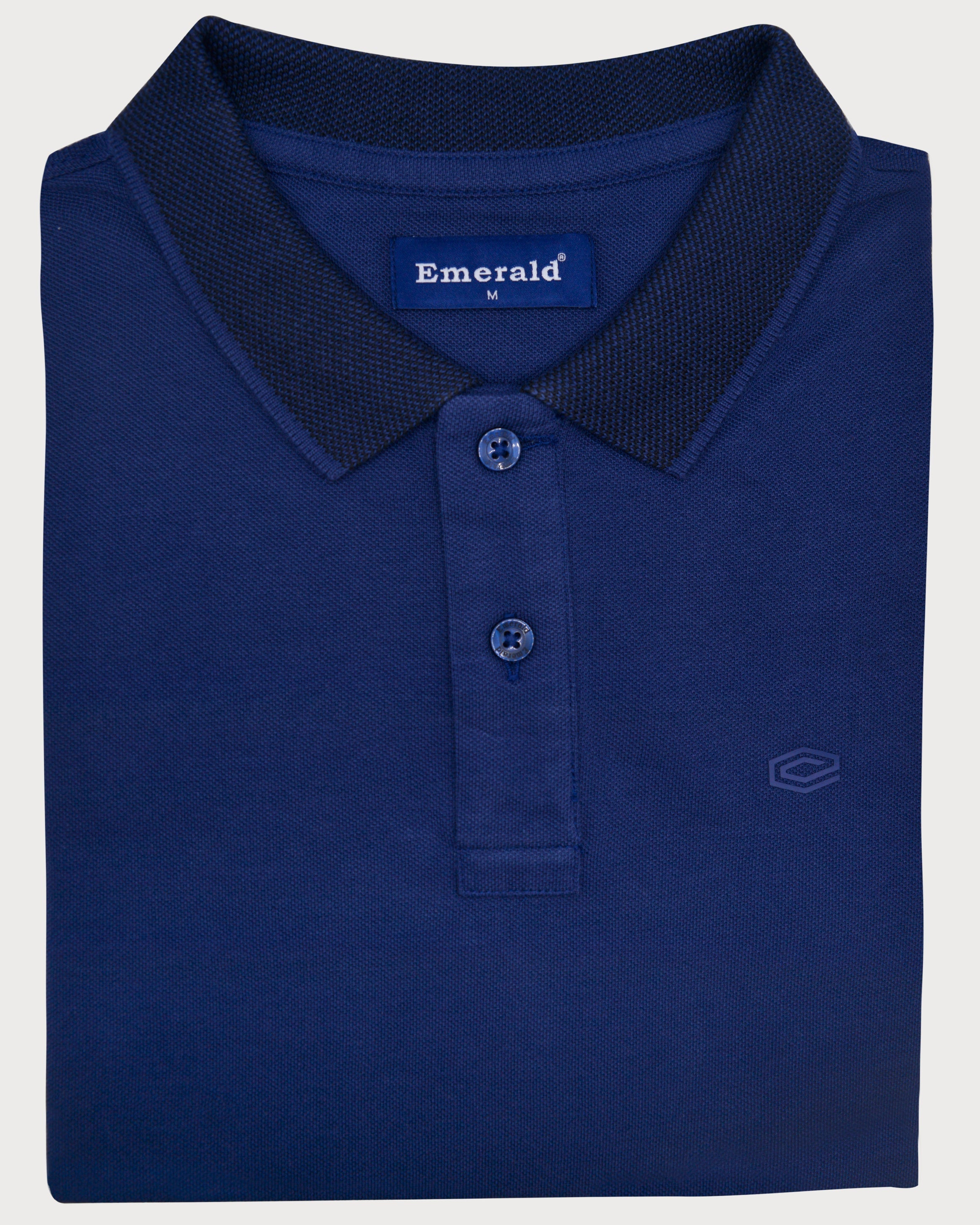 Emerald Polo Pique Solid Slim Fit-Blue Depths