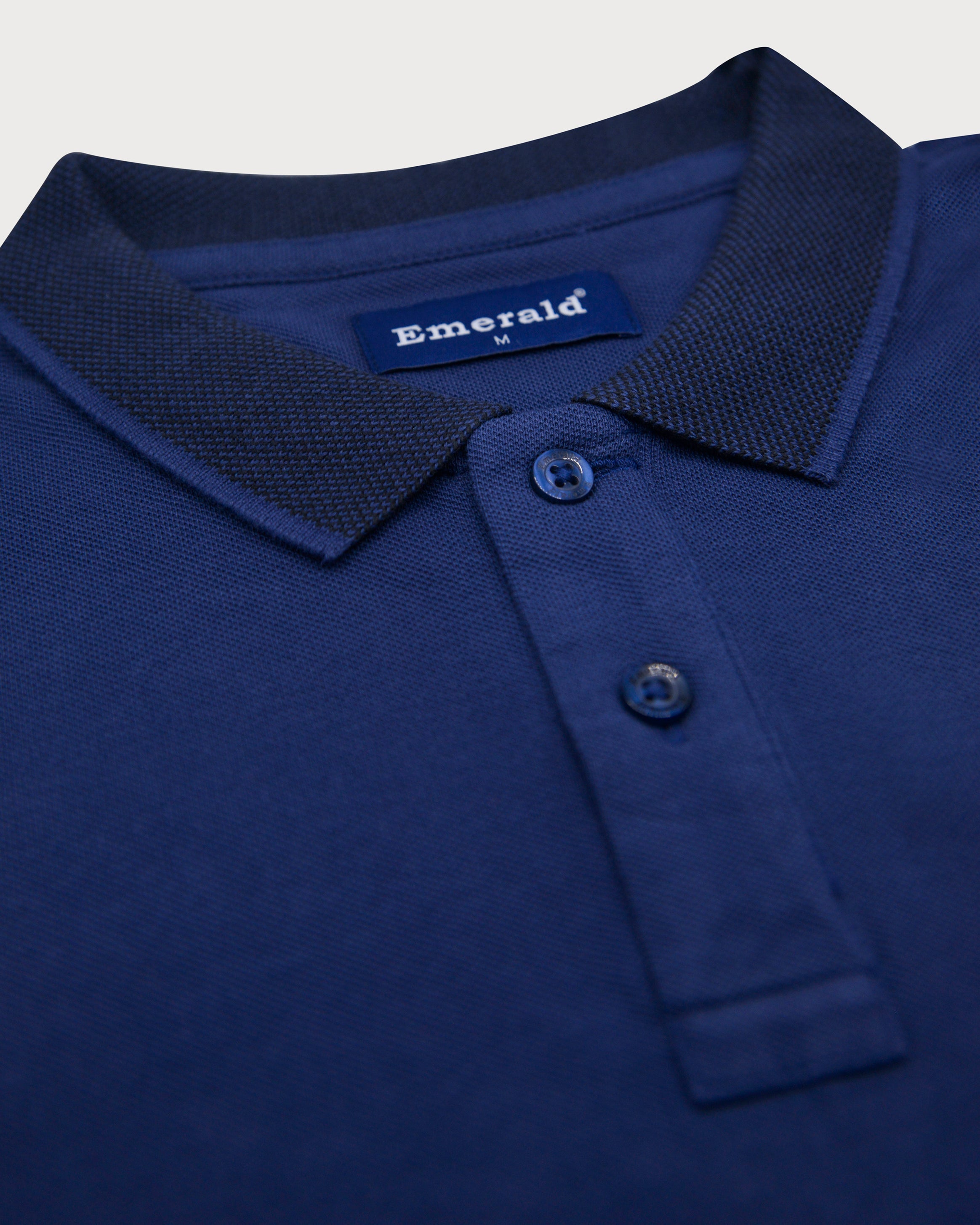 Emerald Polo Pique Solid Slim Fit-Blue Depths