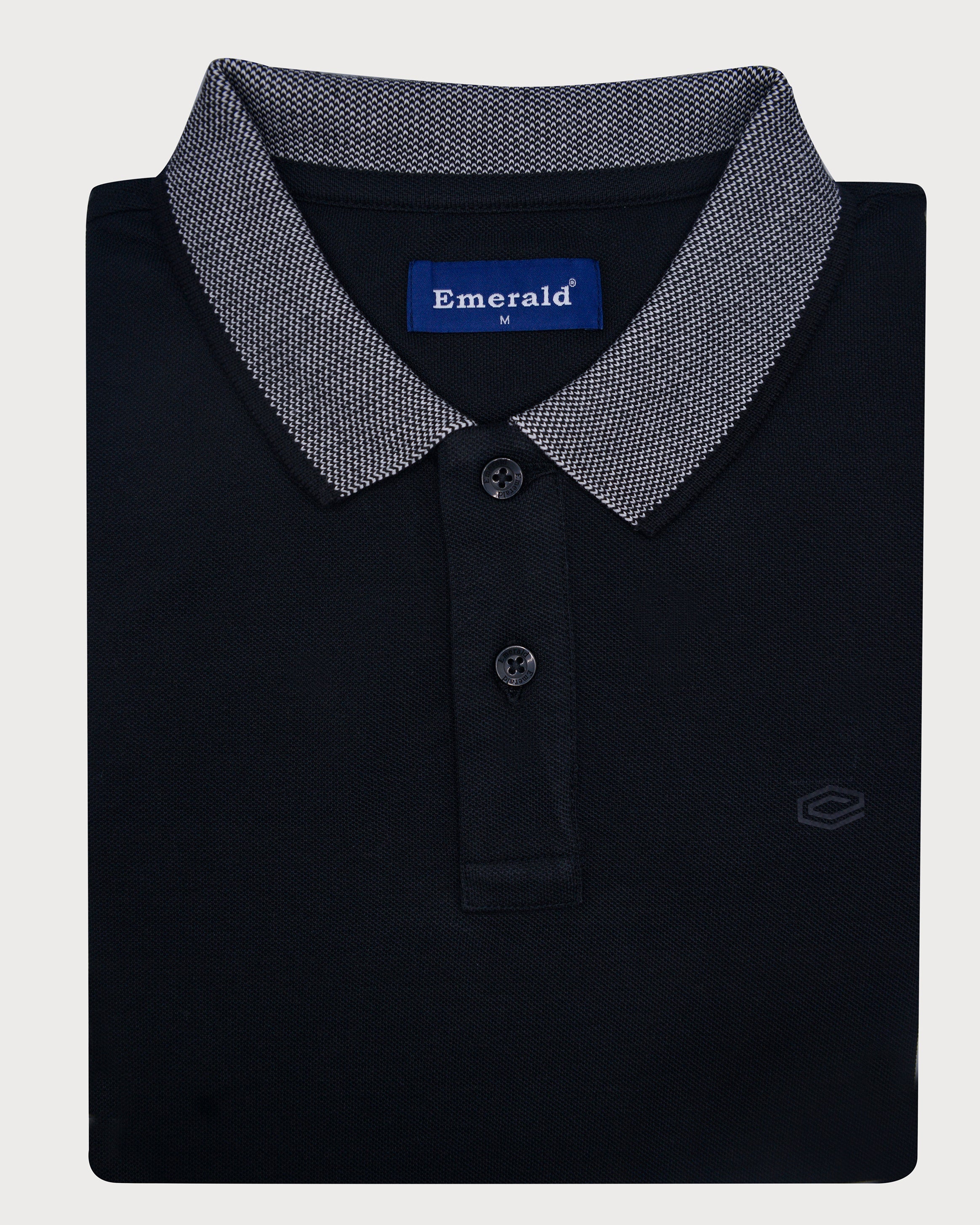 Emerald Polo Pique Solid Slim Fit-Black Inck