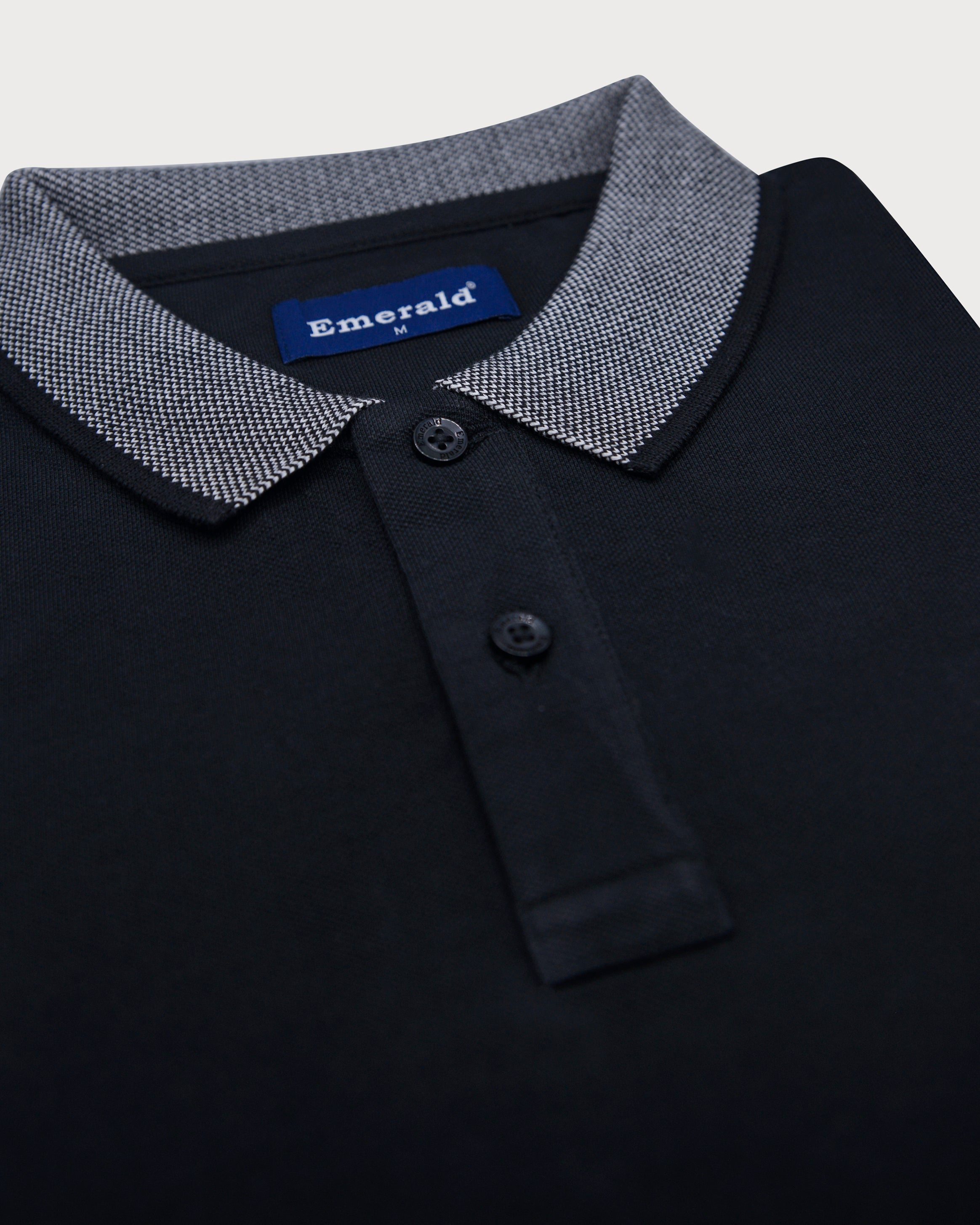 Emerald Polo Pique Solid Slim Fit-Black Inck