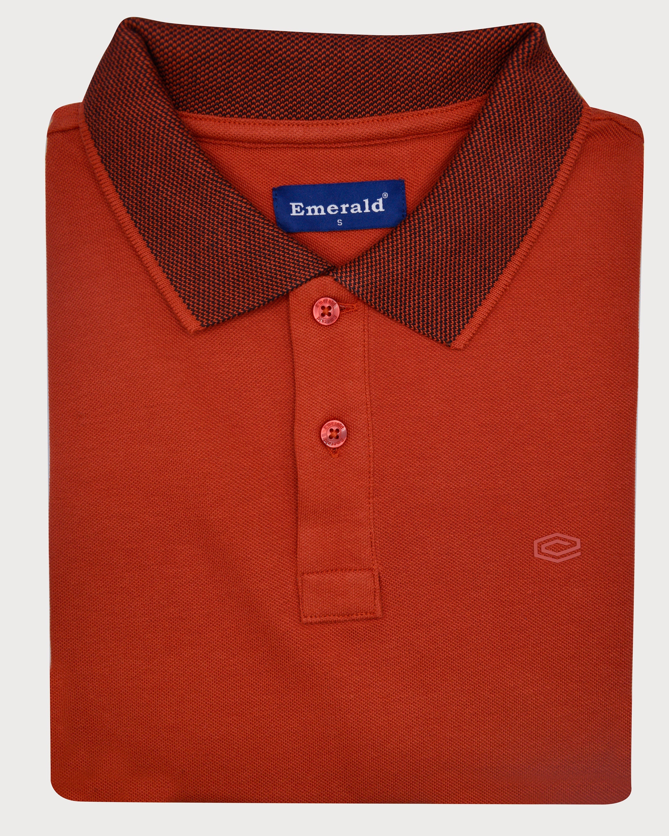 Emerald Polo Pique Solid Slim Fit-Burnt Orange