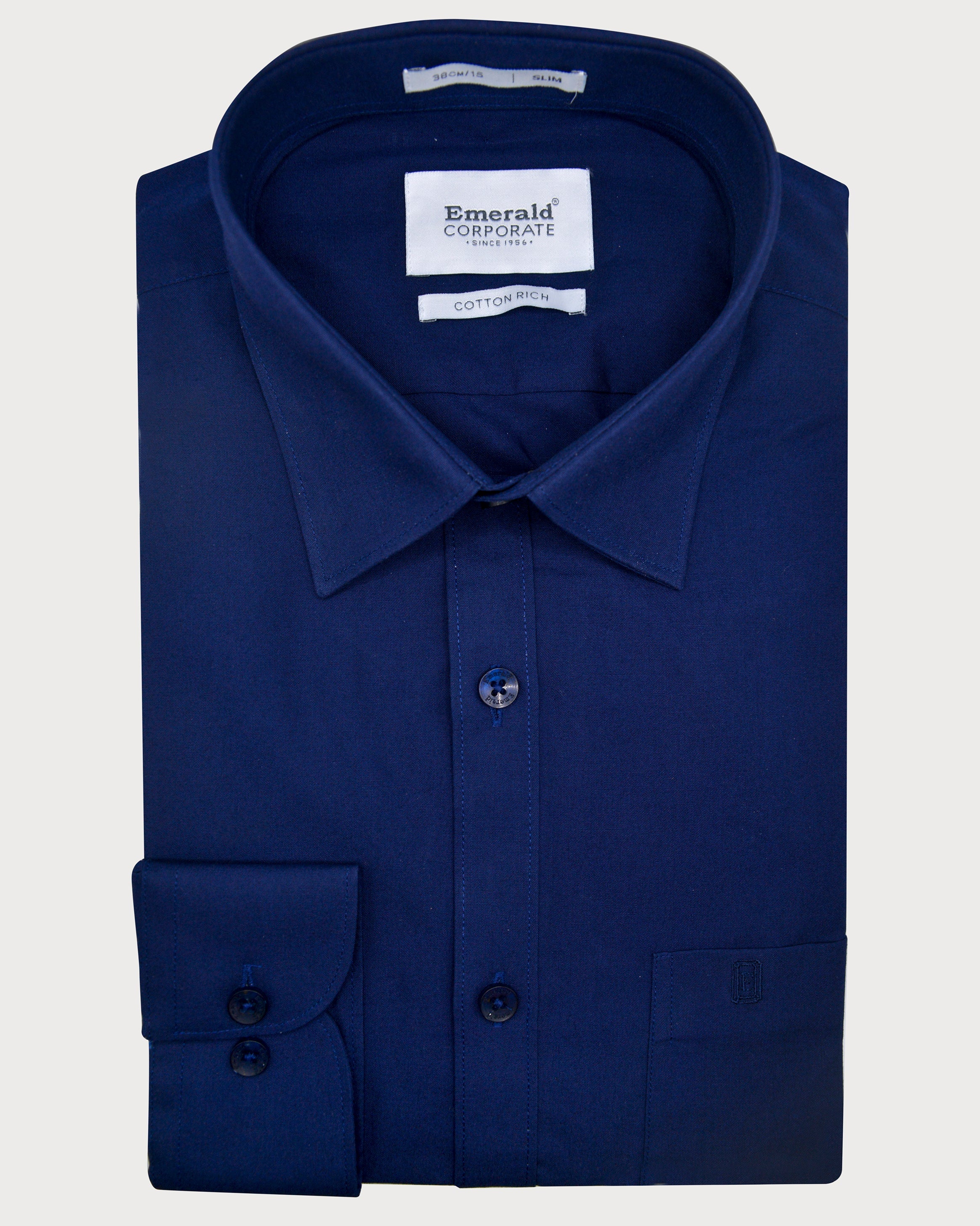 Emerald Corporate Plain Slim Fit-Blue Depths