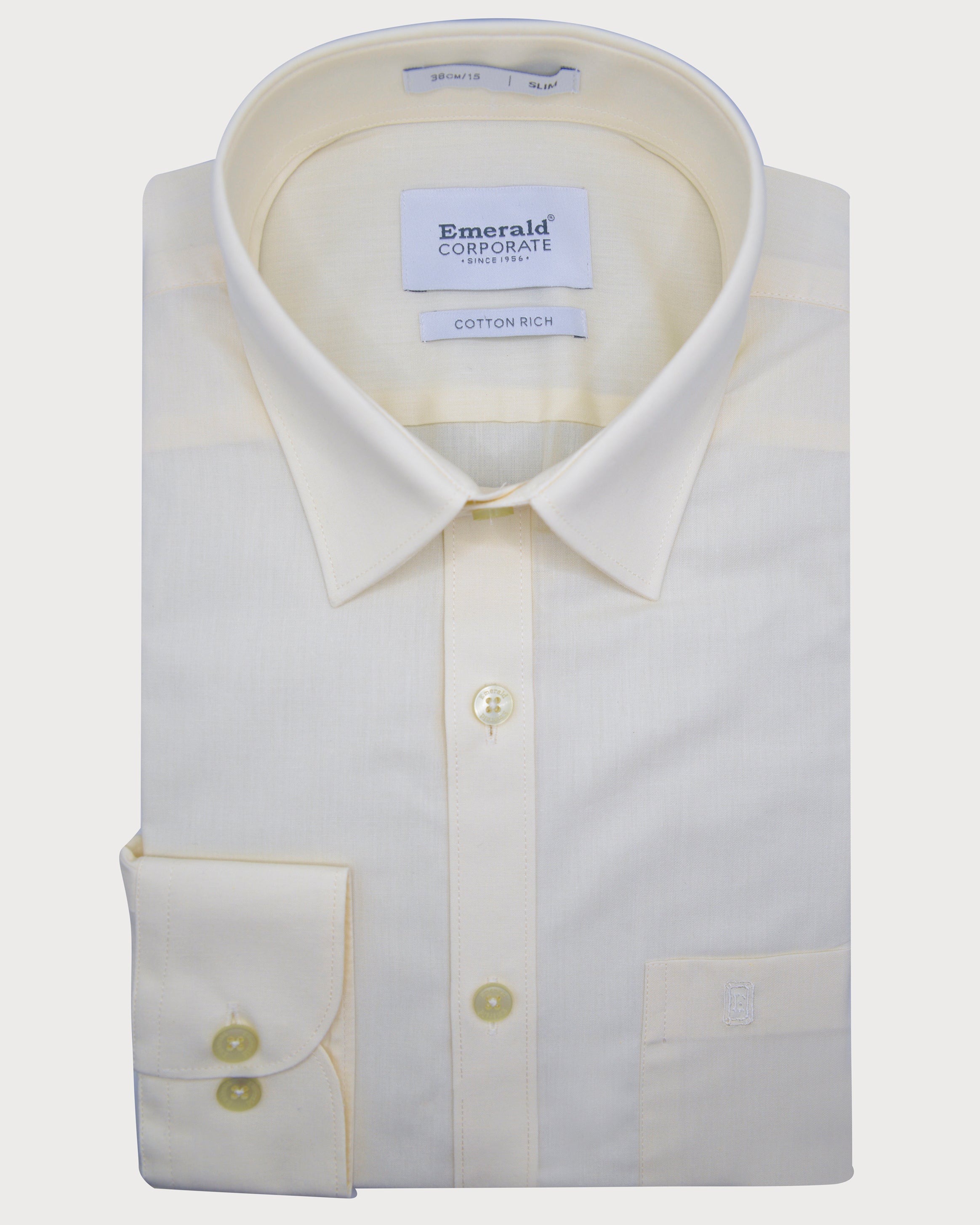 Emerald Corporate Plain Slim Fit-Cream Gold