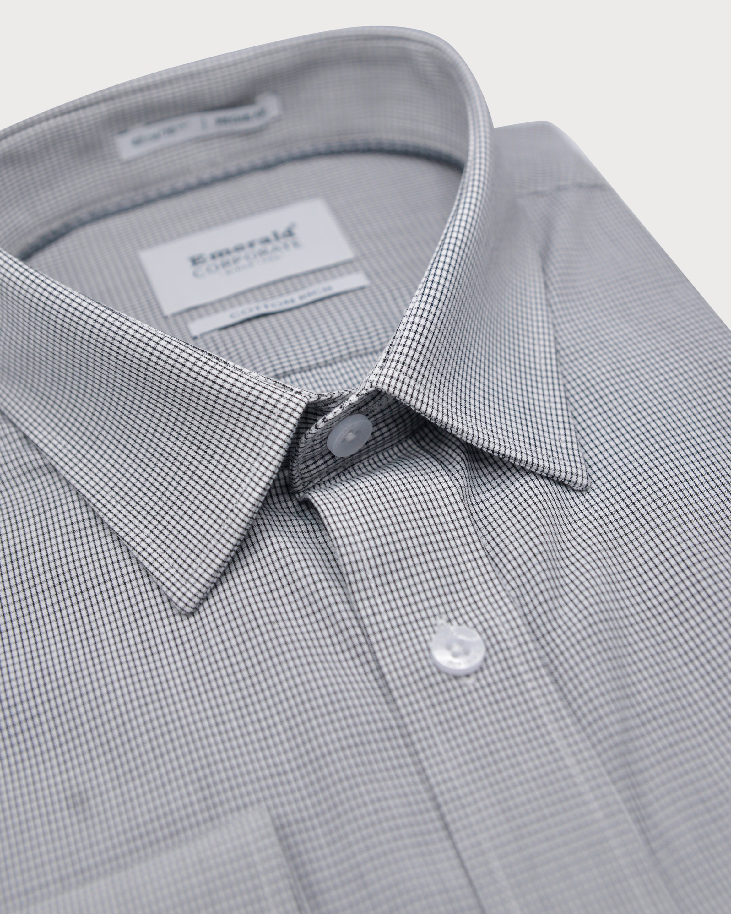 Emerald Corporate Micro Checks Regular Fit-Black Inck