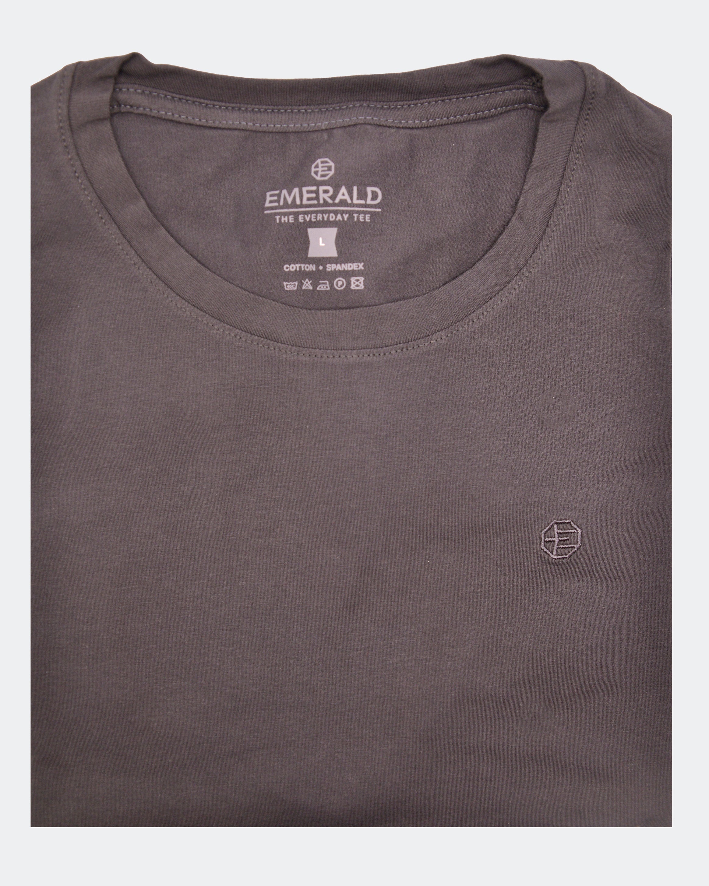 Emerald Crew Neck Tee-Charcoal