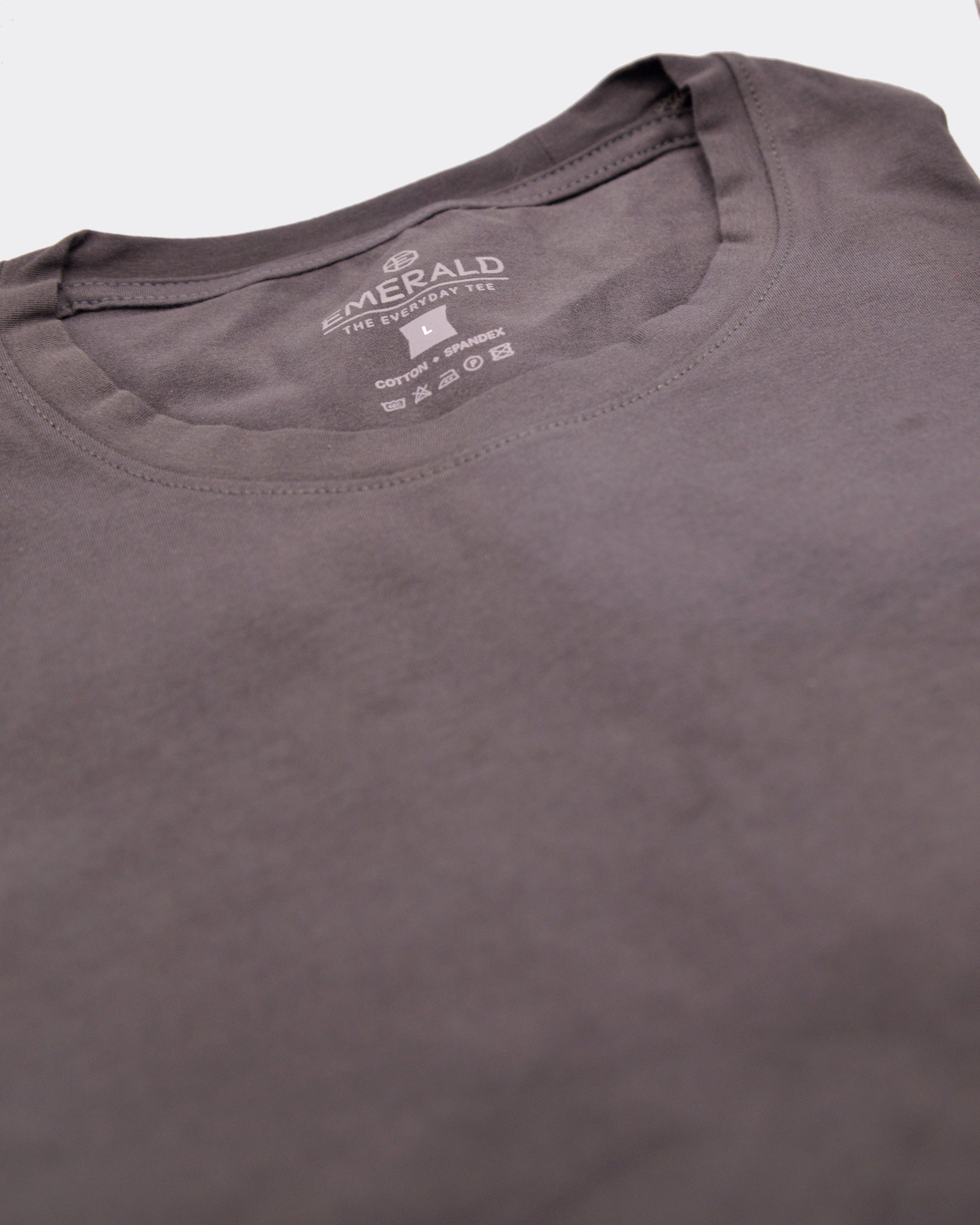 Emerald Crew Neck Tee-Charcoal