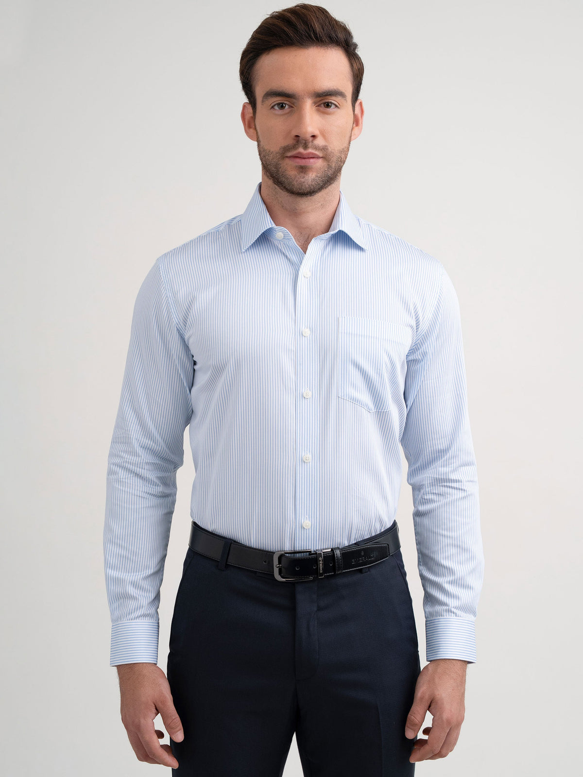 Emerald Majesty Stripe Regular Fit - Angle Blue