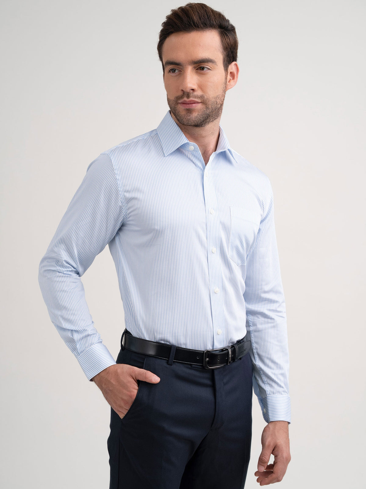 Emerald Majesty Stripe Regular Fit - Angle Blue
