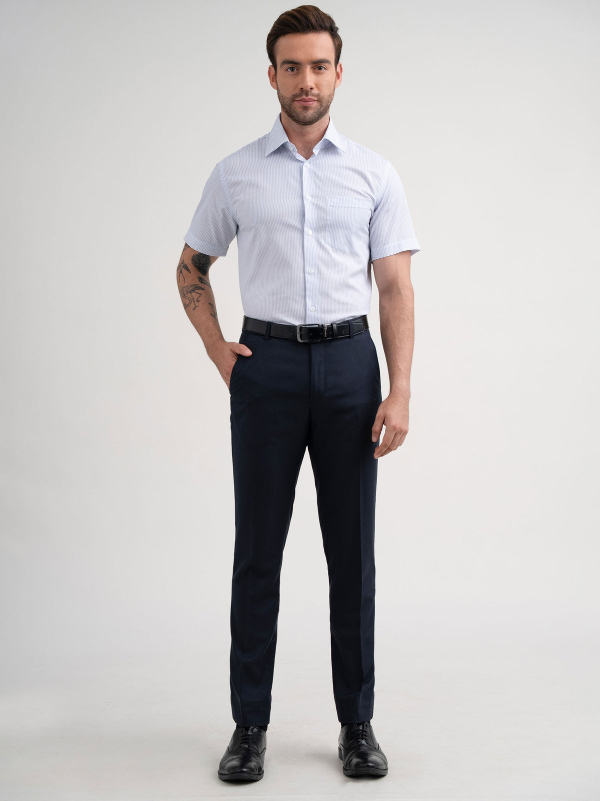 Emerald Formal Stripe Regular Fit - Cosmic Blue