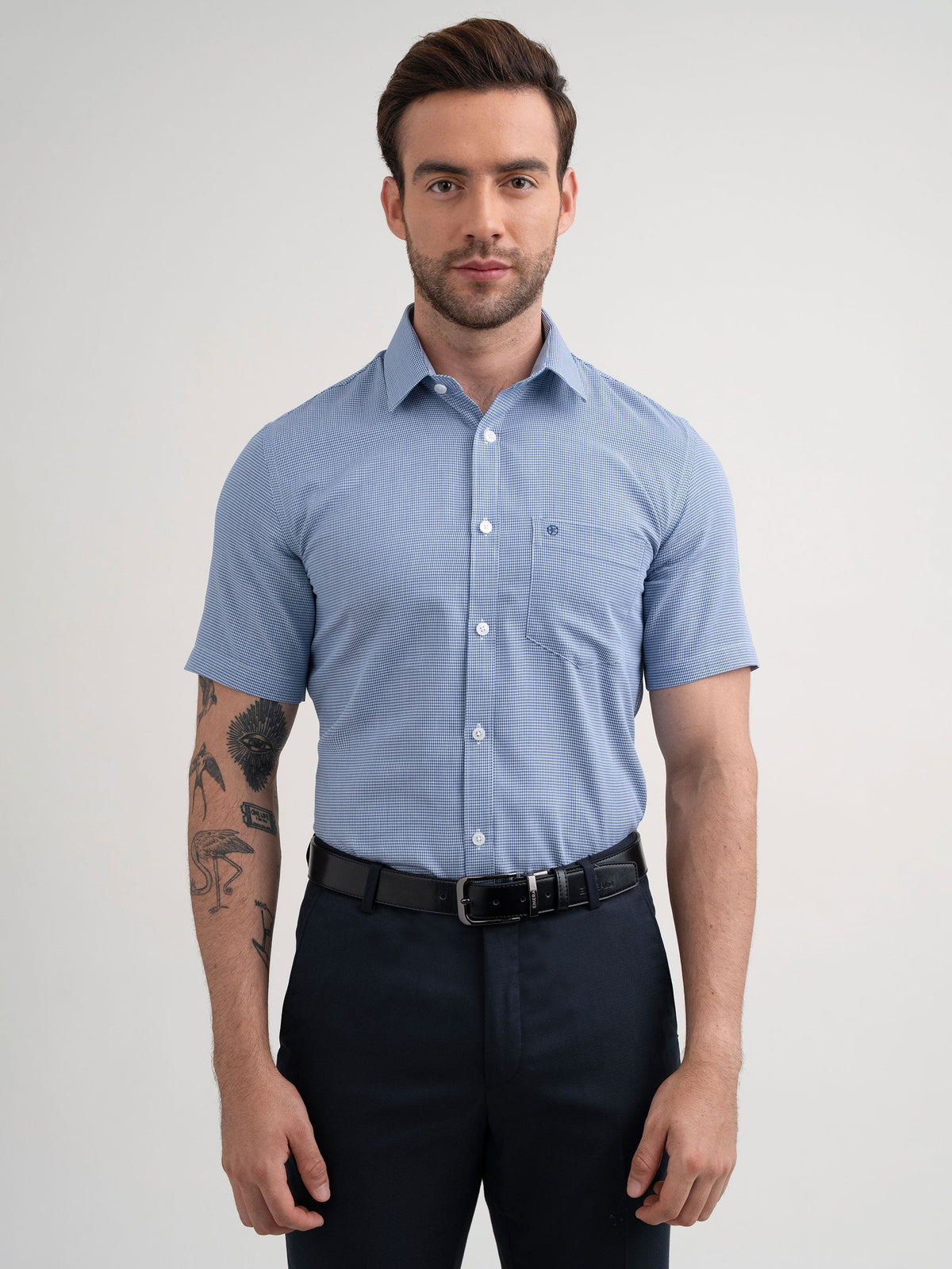 Emerald Corporate Houndstooth Slim Fit - Sky Blue